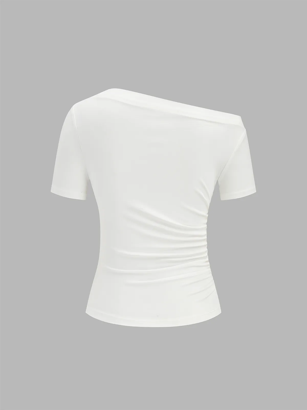 Ruched Off Shoulder Slim Short Sleeve Top sold by COMMENSE product image thumbnail 3