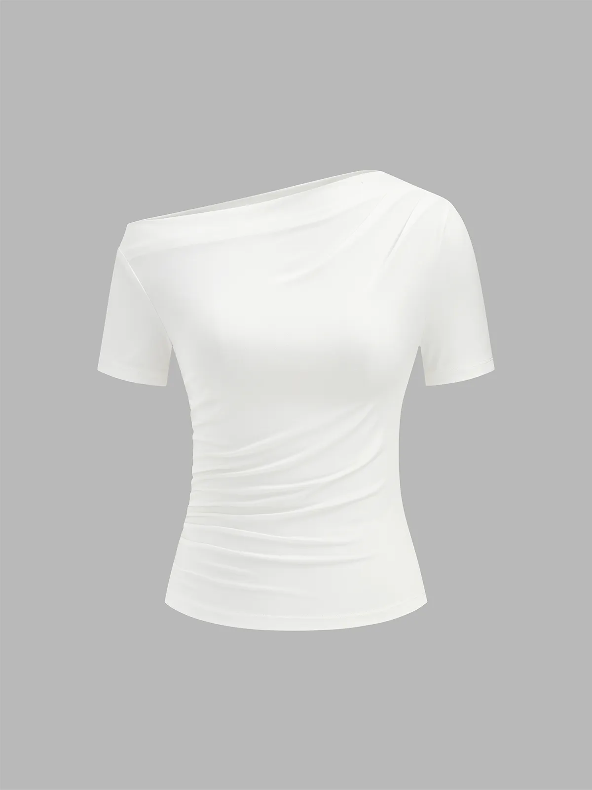 Ruched Off Shoulder Slim Short Sleeve Top sold by COMMENSE product image thumbnail 2