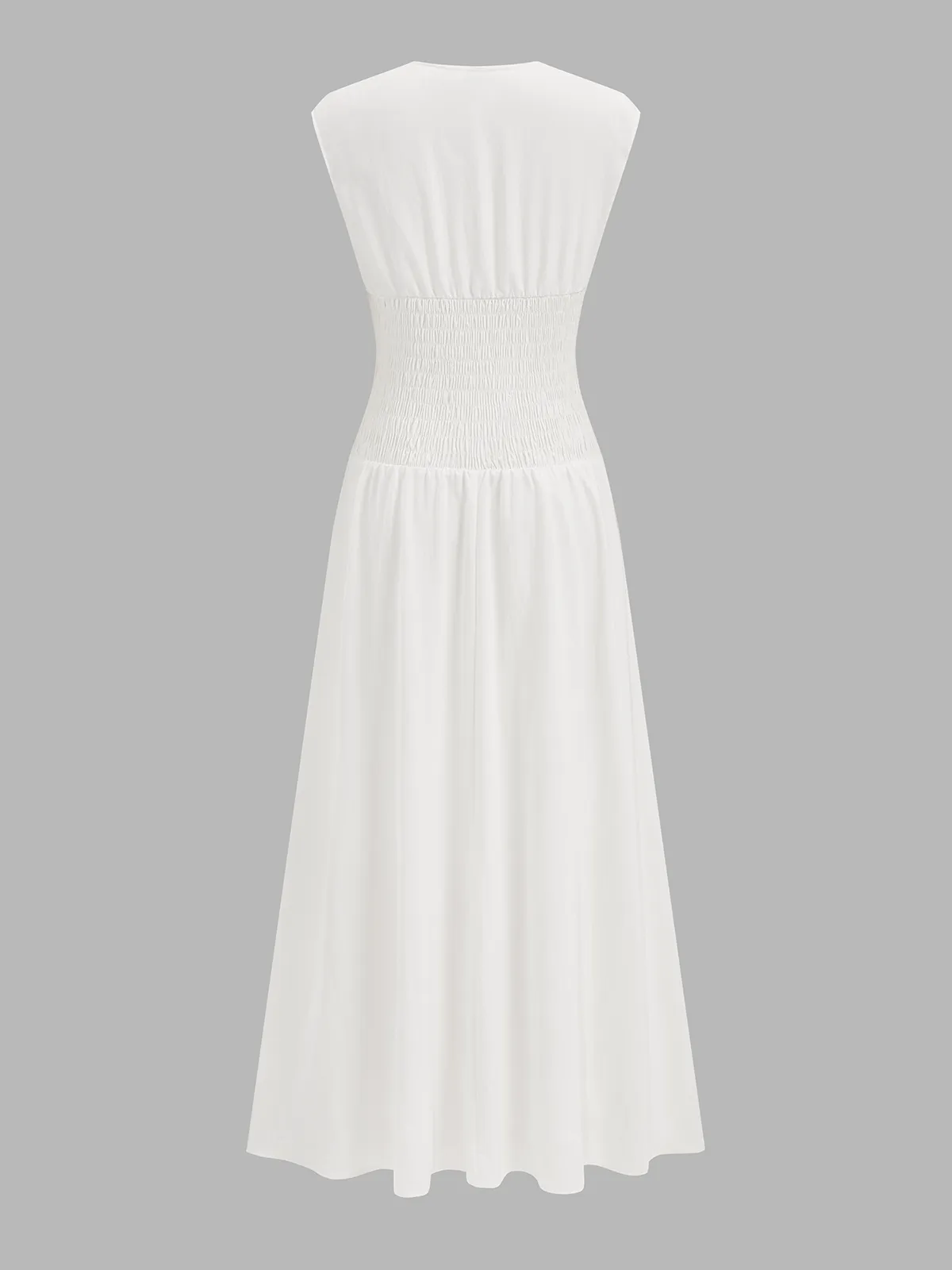 Deep V Neck Sleeveless Smocked Maxi Dress sold by COMMENSE product image thumbnail 2