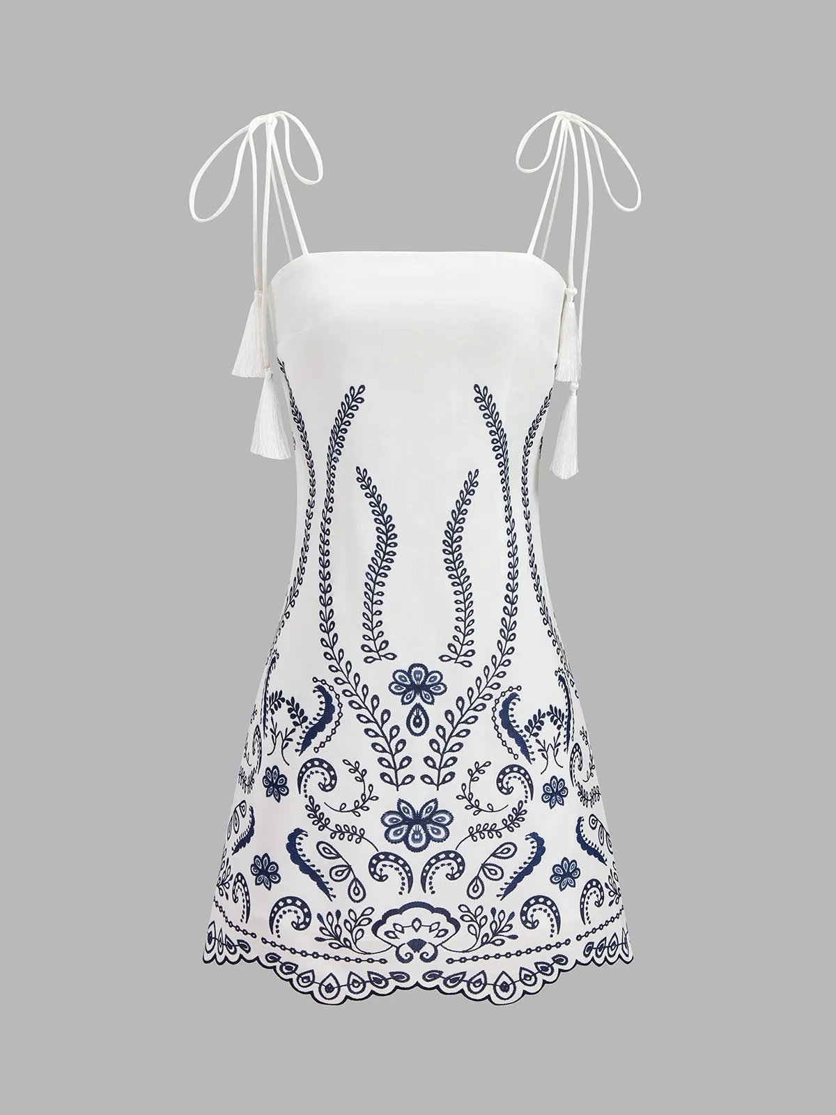 Tassel Tie Embroidered Cami Mini Dress sold by COMMENSE