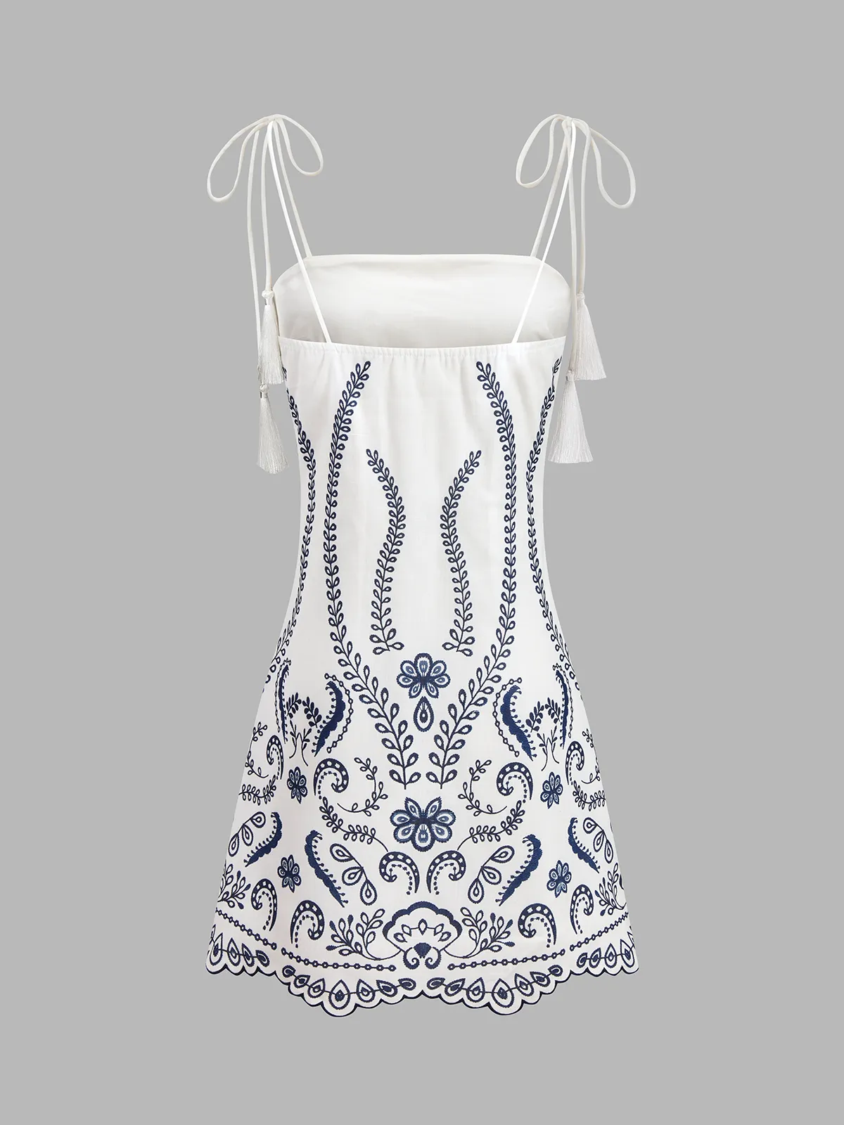 Tassel Tie Embroidered Cami Mini Dress sold by COMMENSE product image thumbnail 2