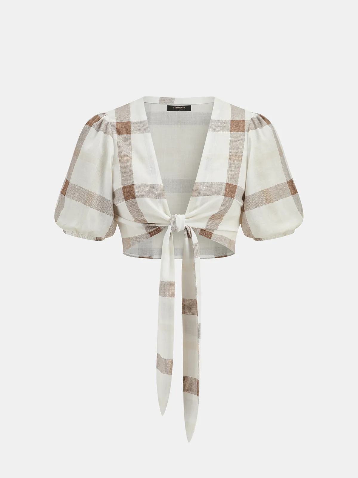 Plaid Tie-Front Crop Top & Maxi Skirt Set sold by COMMENSE product image thumbnail 2