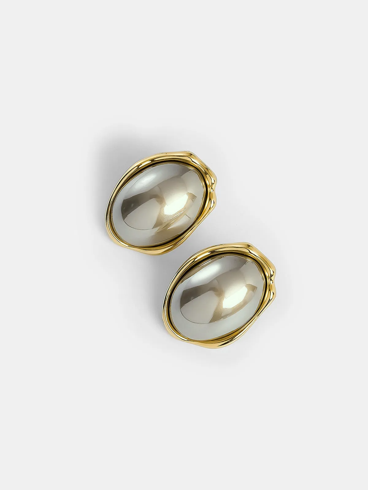 Irregular Frame Oval Stud Earrings sold by COMMENSE product image thumbnail 3