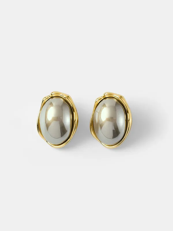 Irregular Frame Oval Stud Earrings made by COMMENSE