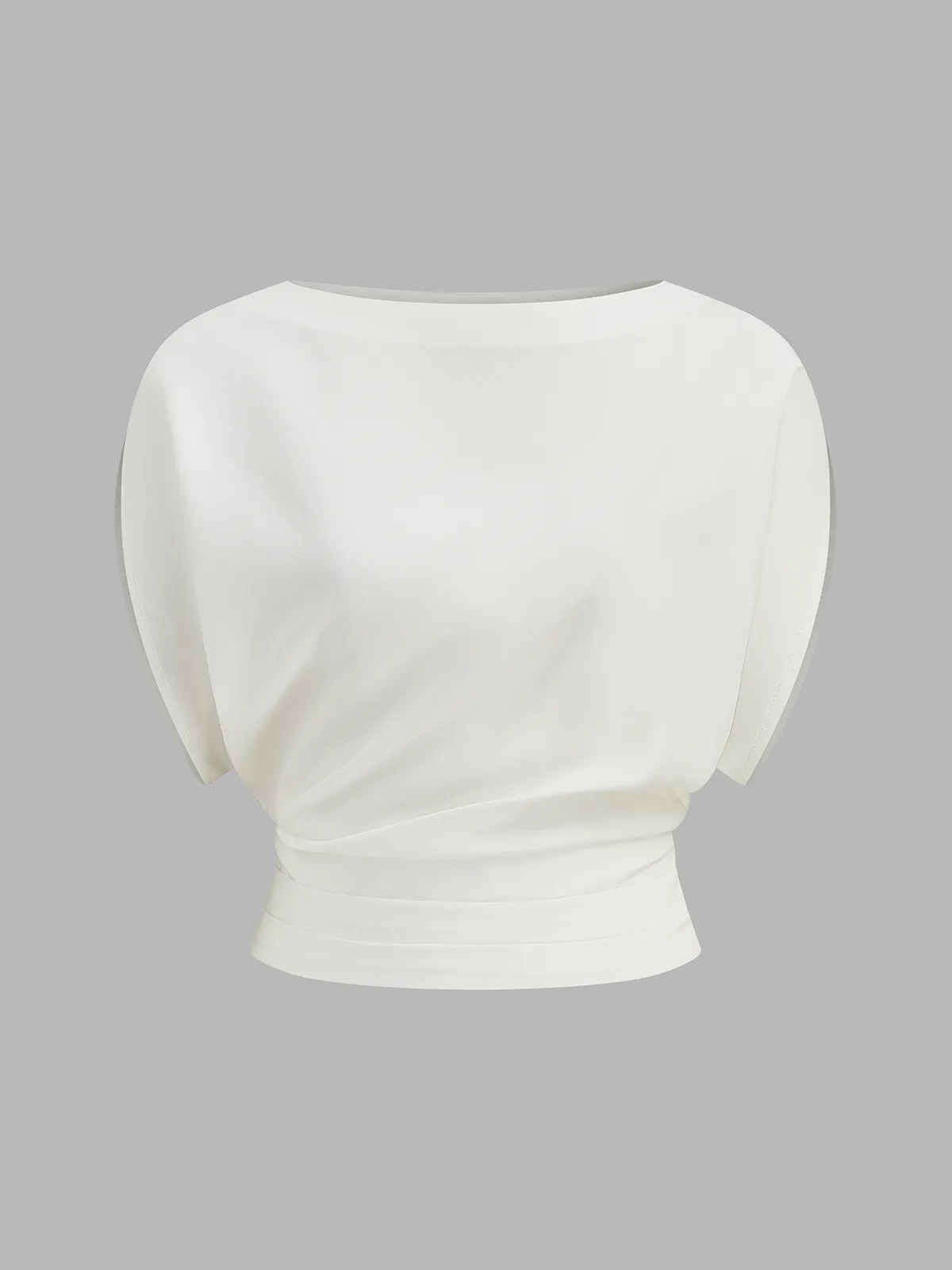 Ruched Cinched Waist Boat Neck Blouse sold by COMMENSE product image thumbnail 2