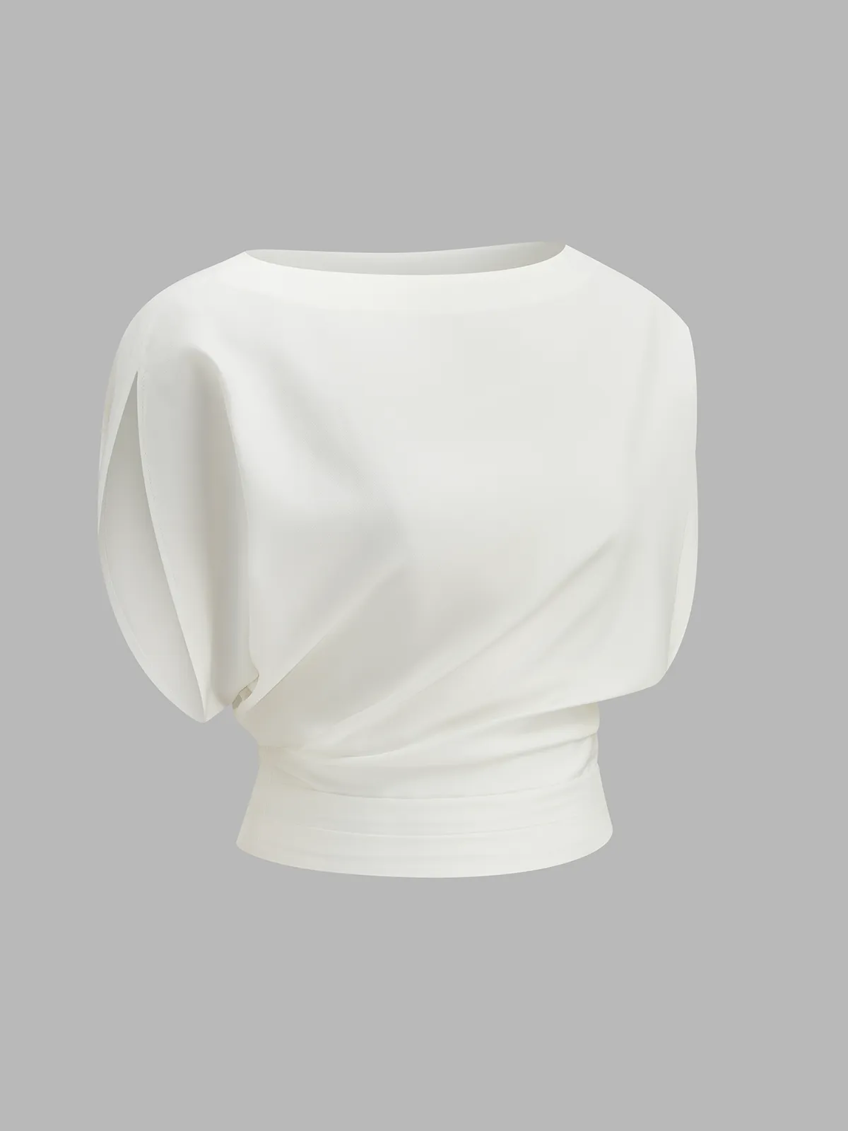 Ruched Cinched Waist Boat Neck Blouse sold by COMMENSE product image thumbnail 3