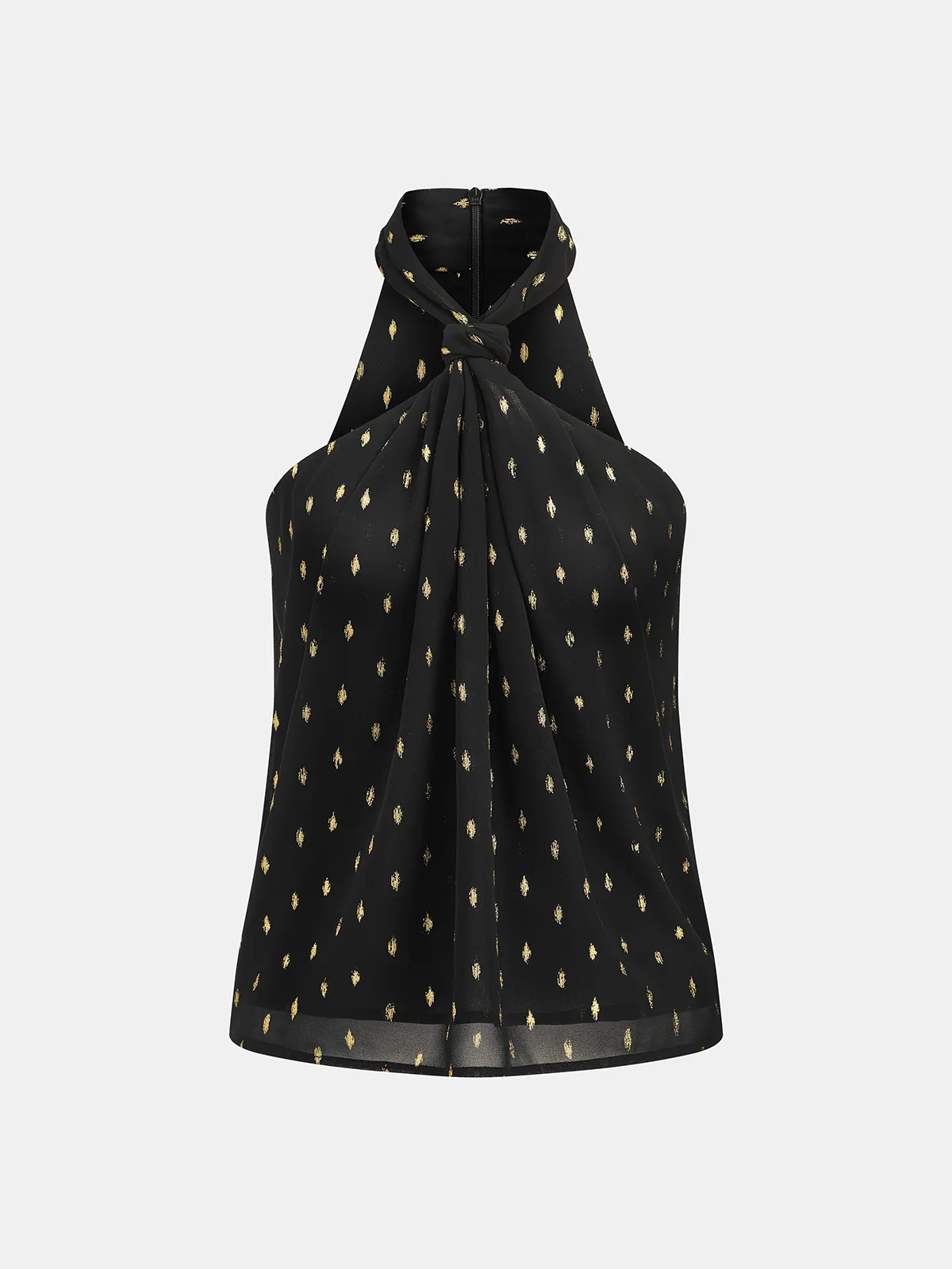 Metallic Polka Dot Sheer Chiffon Halter Neck Top sold by COMMENSE product image thumbnail 2
