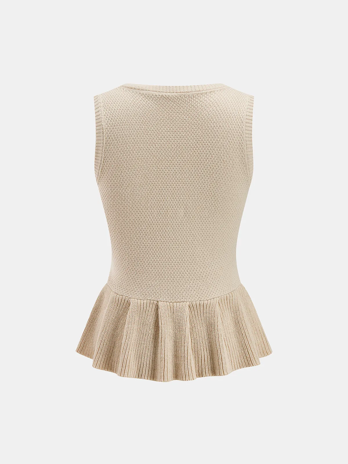Sleeveless Ruffle Hem Knit Peplum Top sold by COMMENSE product image thumbnail 2