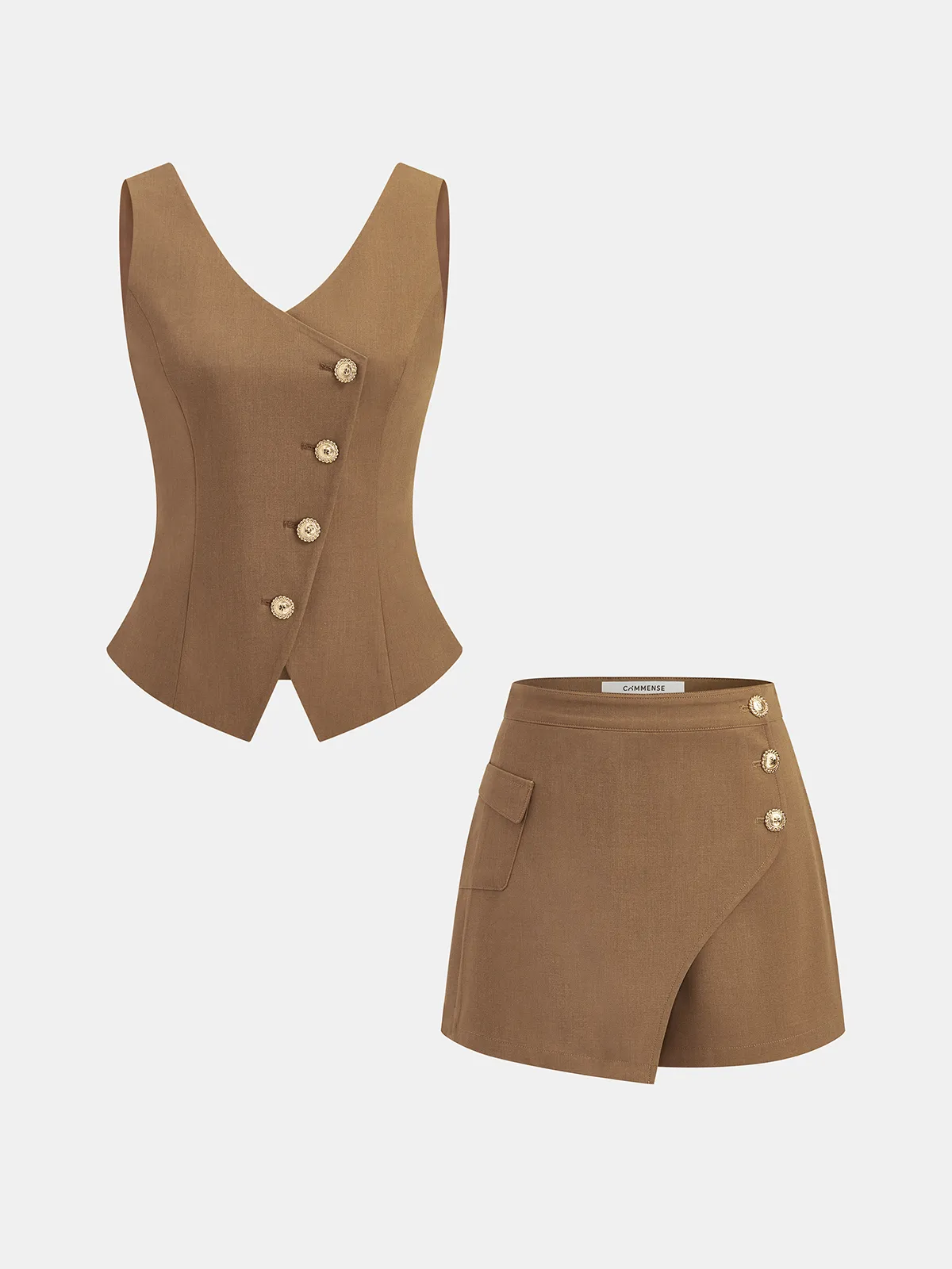 Asymmetrical Tailored Vest & Skort Set sold by COMMENSE
