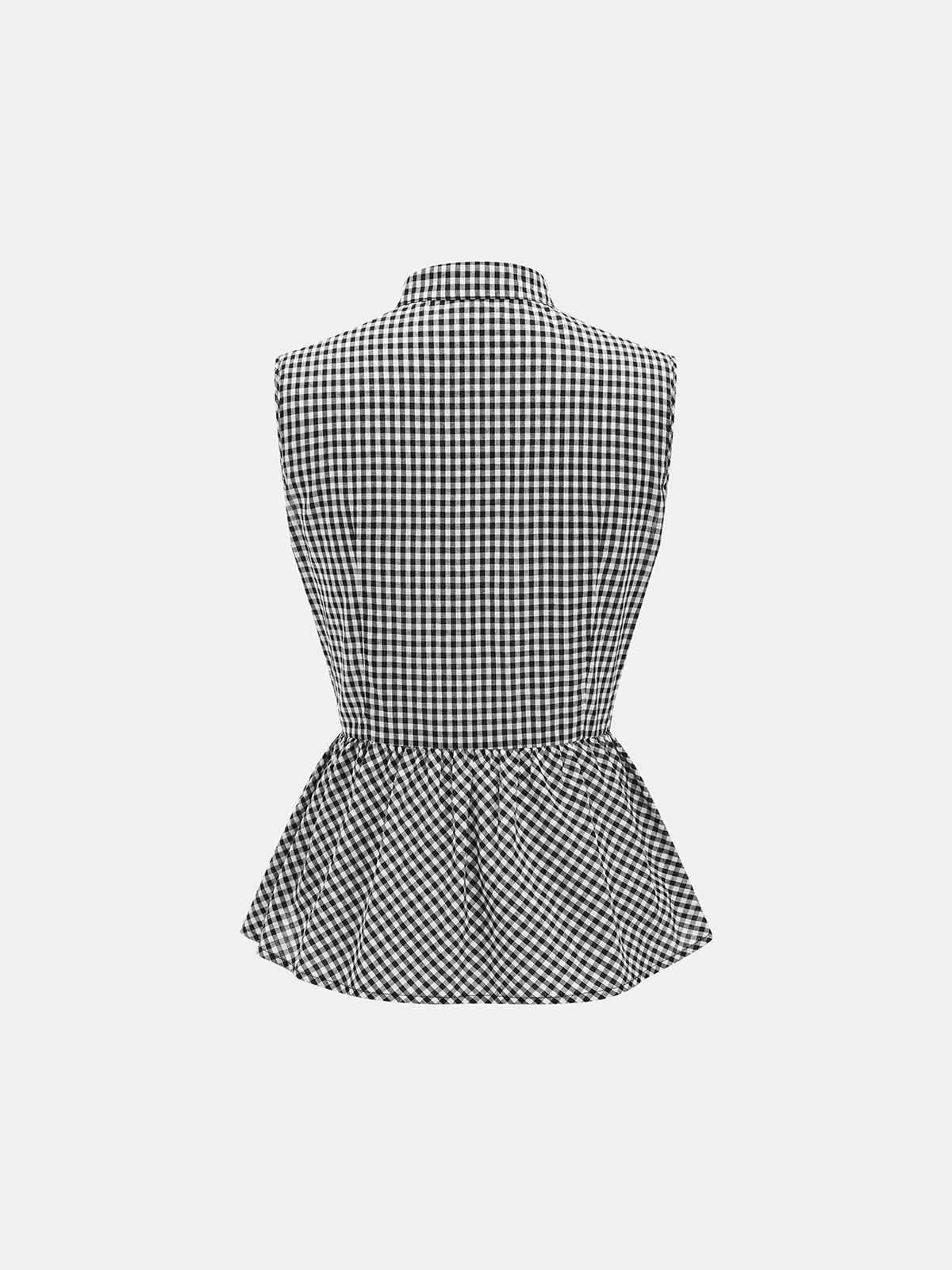 Gingham Cotton Sleeveless Peplum Top & Pants Set sold by COMMENSE product image thumbnail 3