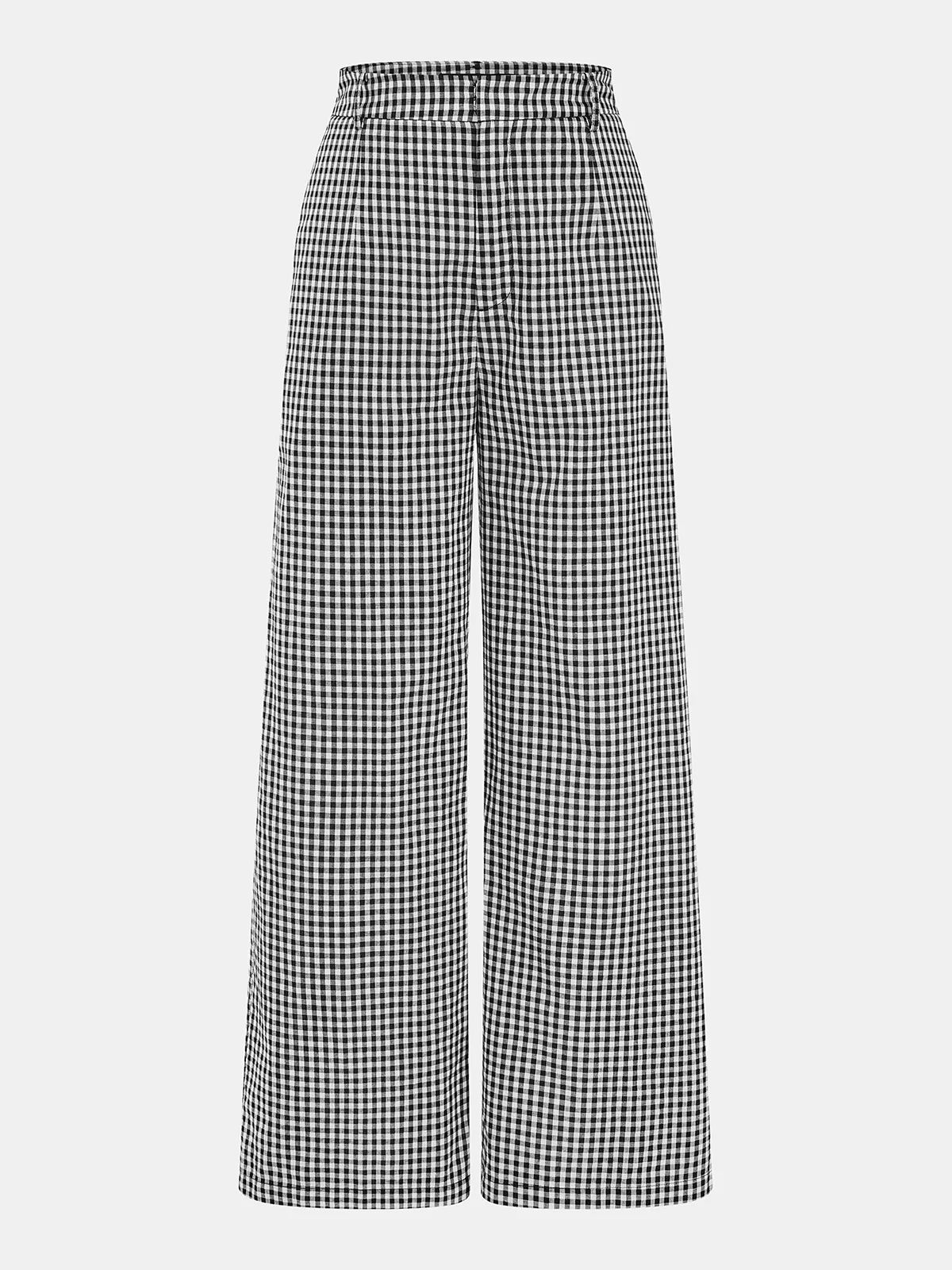 Gingham Cotton Sleeveless Peplum Top & Pants Set sold by COMMENSE product image thumbnail 4