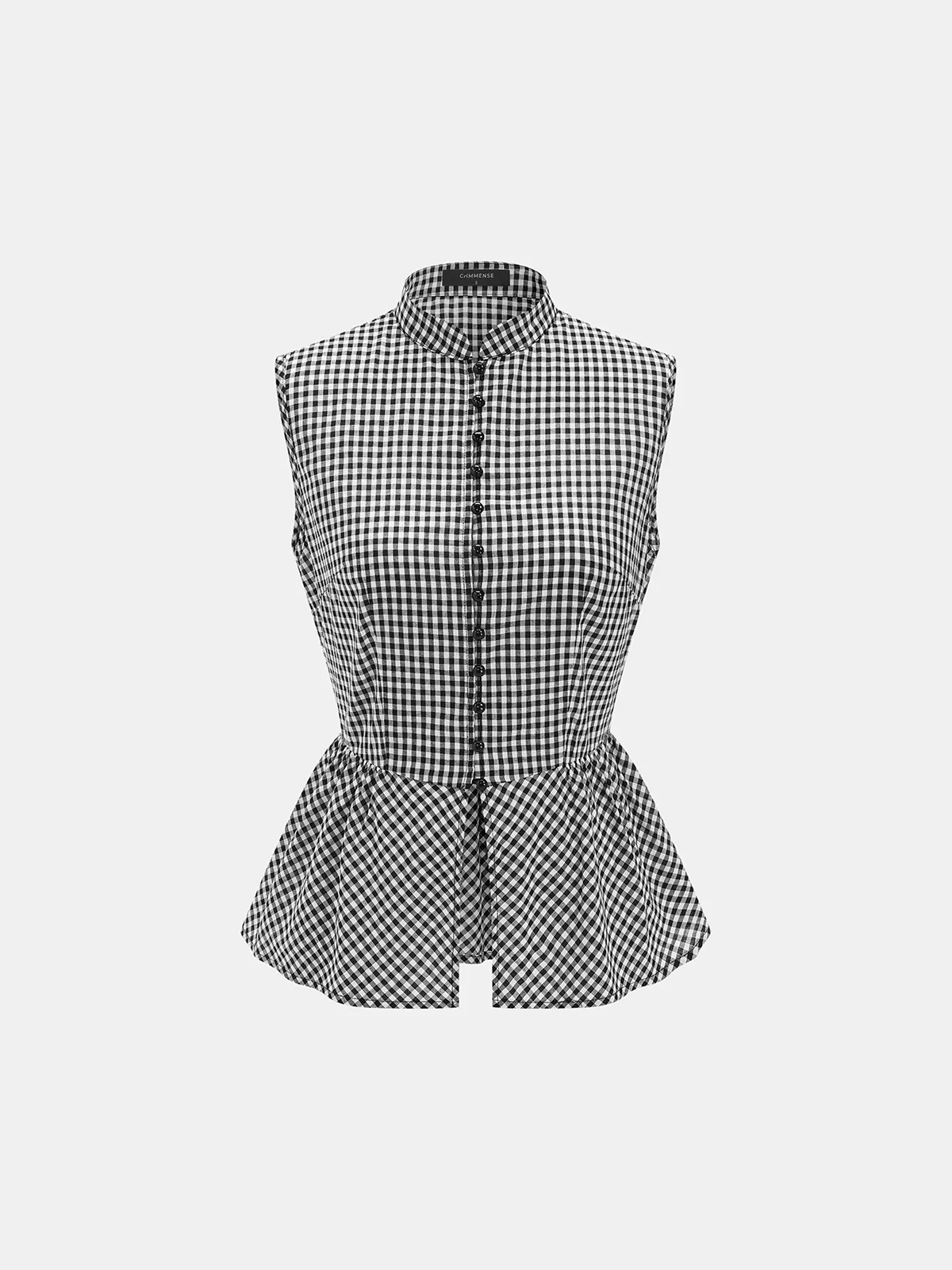 Gingham Cotton Sleeveless Peplum Top & Pants Set sold by COMMENSE product image thumbnail 2