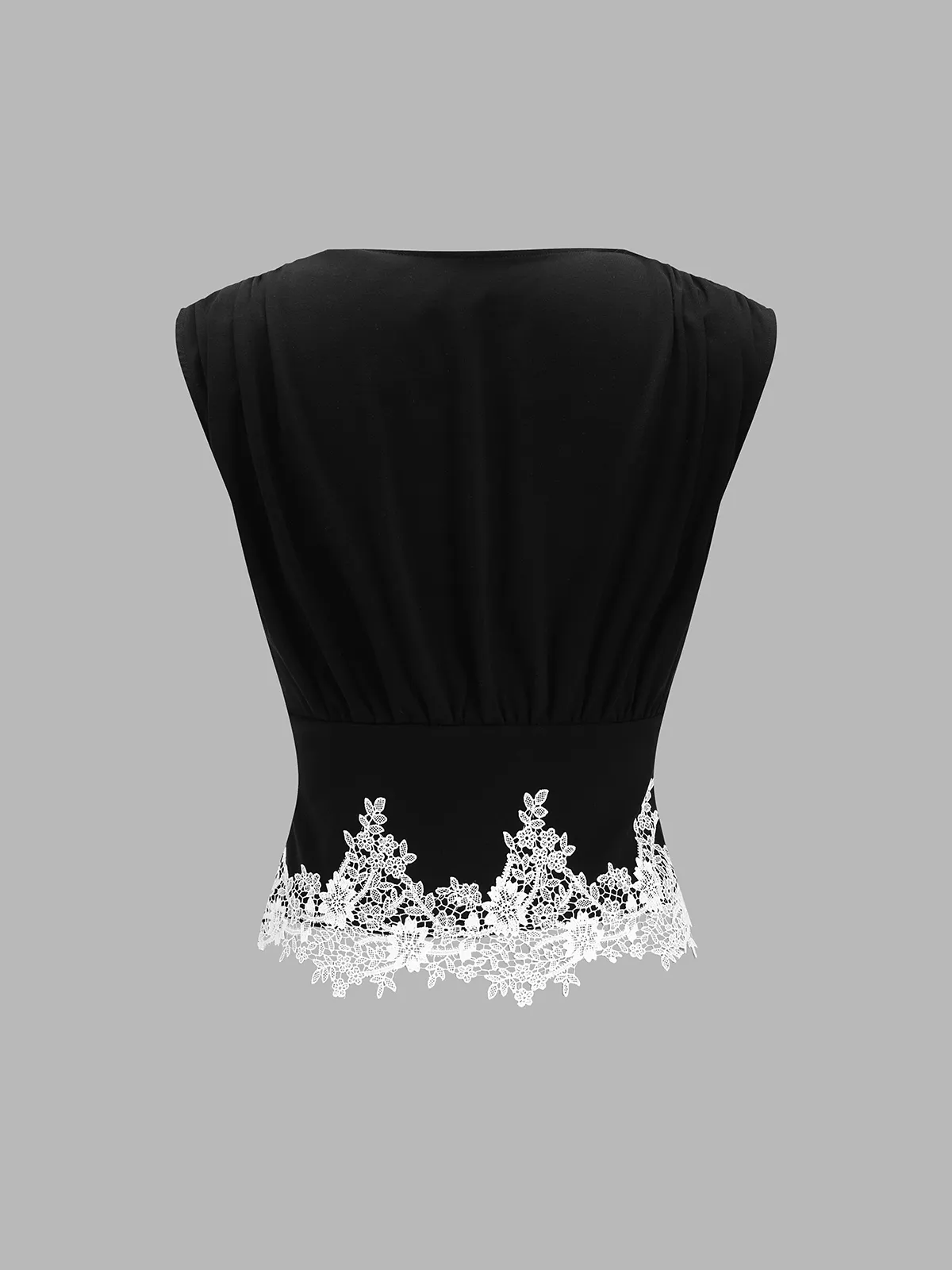 V-Neck Sleeveless Lace Trim Blouse sold by COMMENSE product image thumbnail 2