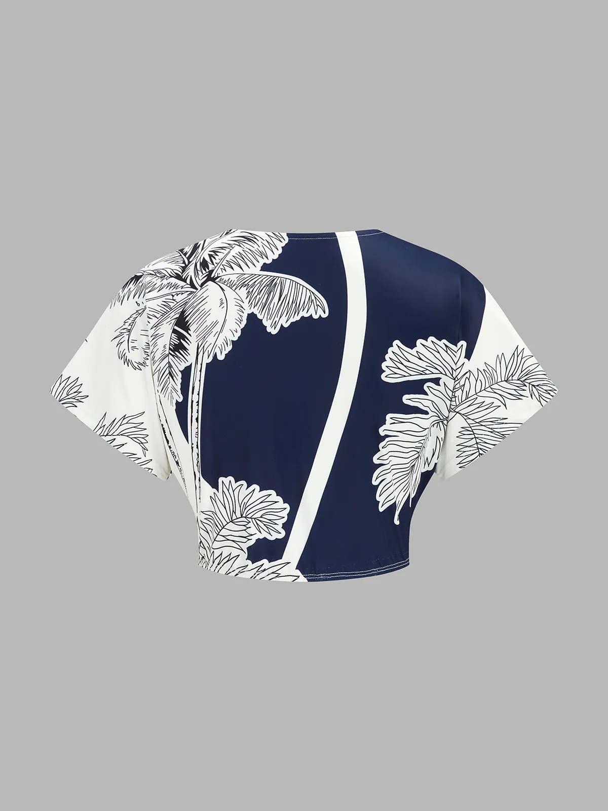 Printed V-Neck Top & Ruched Midi Skirt Set sold by COMMENSE product image thumbnail 3