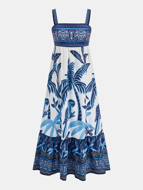Tropical Print Tiered Maxi Dress made by COMMENSE