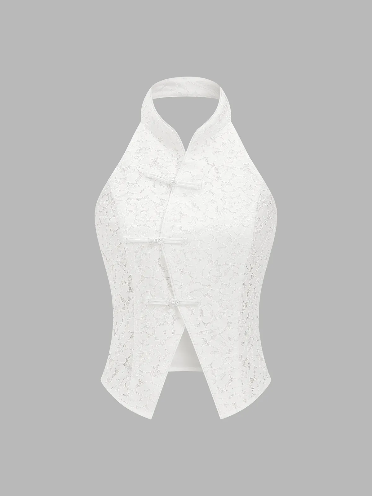 Lace Frog Button Halter Top sold by COMMENSE product image thumbnail 2