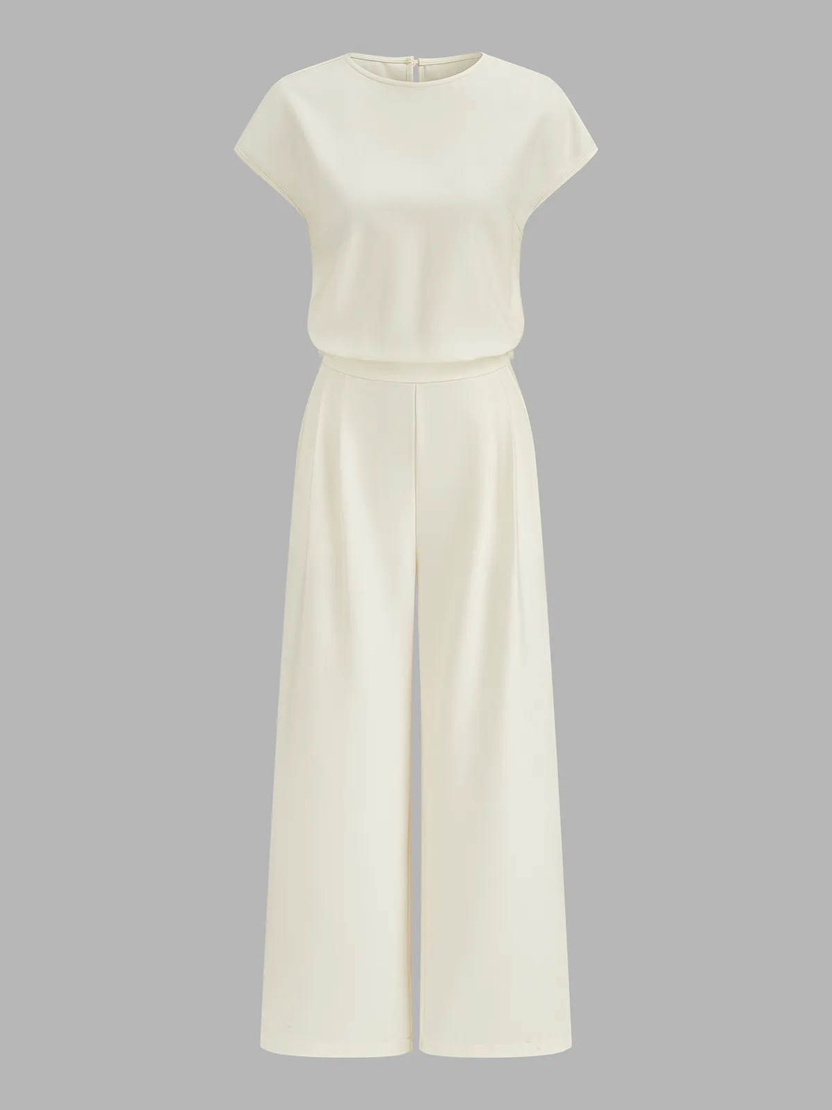 Cap Sleeve Open Back Wide Leg Jumpsuit sold by COMMENSE