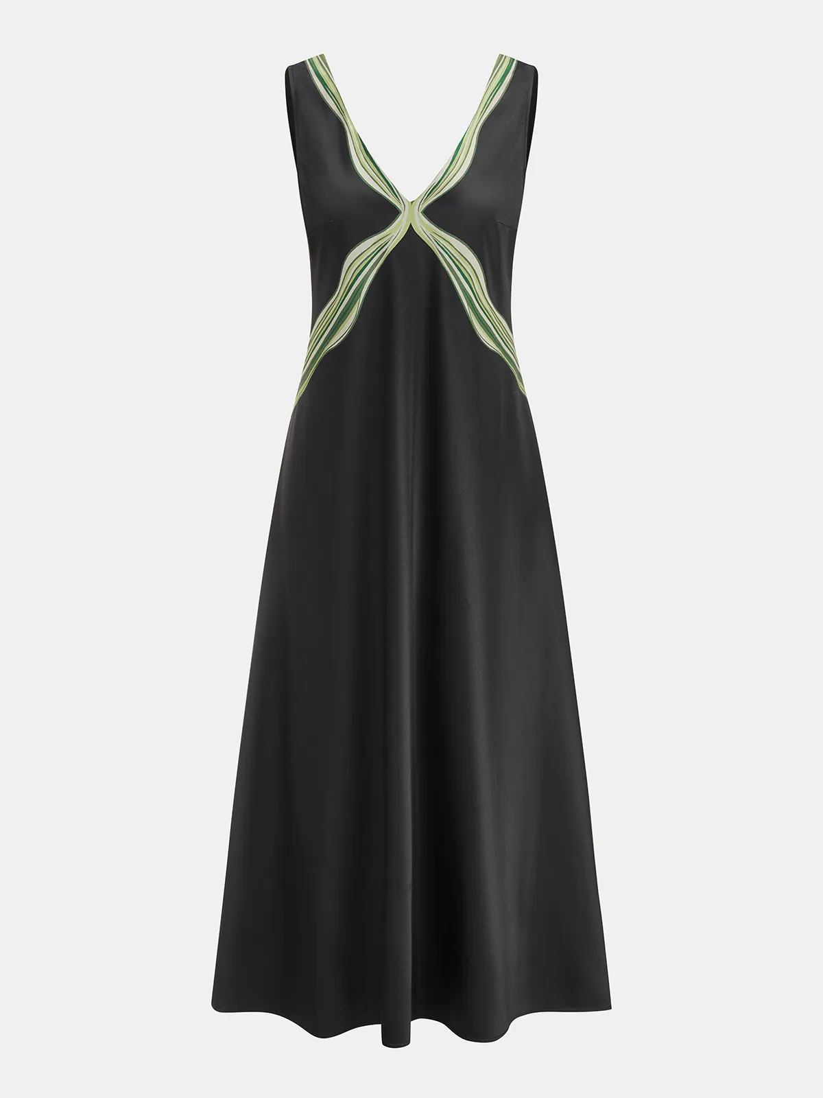 V-Neck Wavy Print Sleeveless Midi Dress sold by COMMENSE