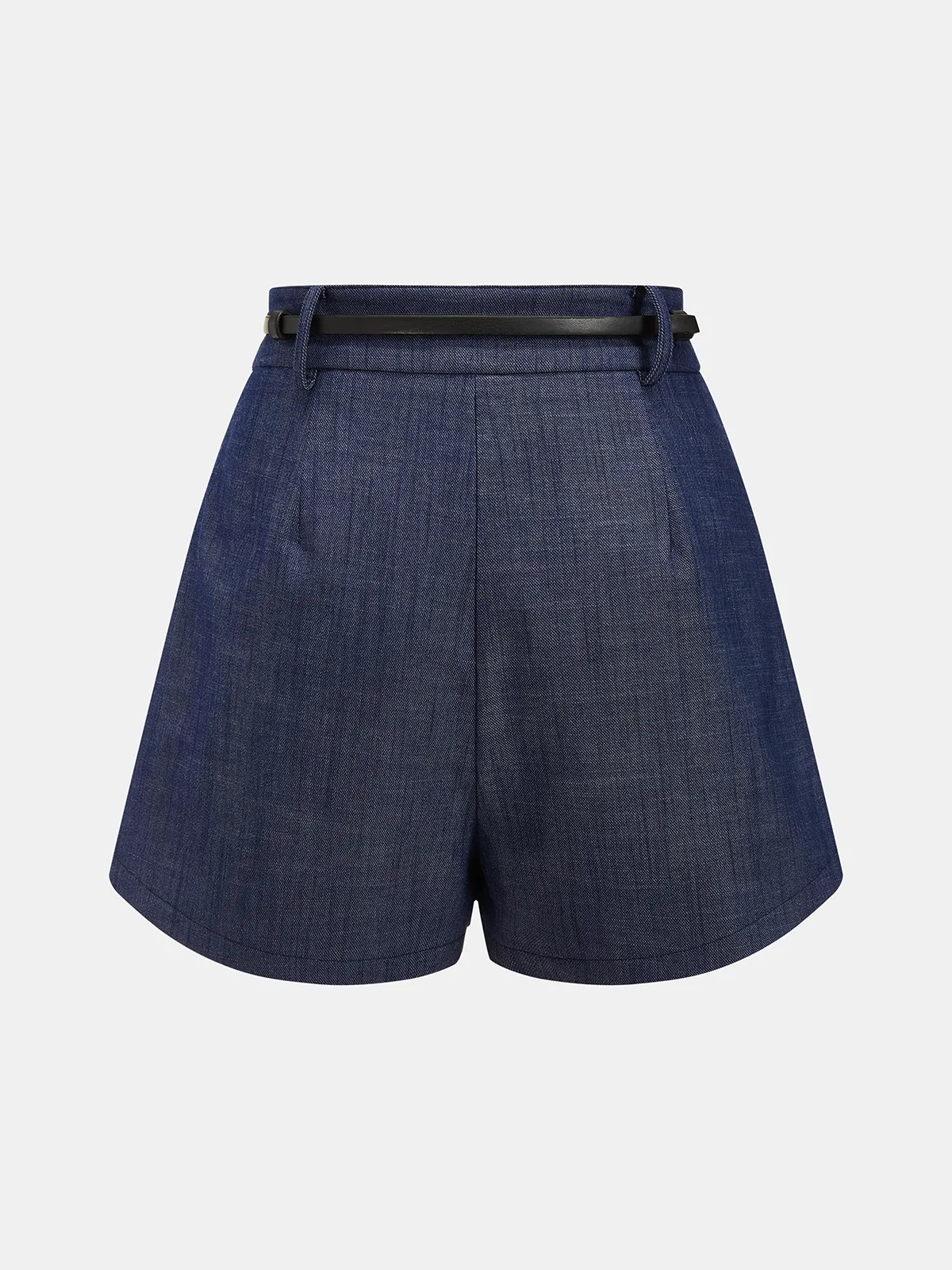 Asymmetric Off-Shoulder Denim Top & Belted Shorts Set sold by COMMENSE product image thumbnail 5