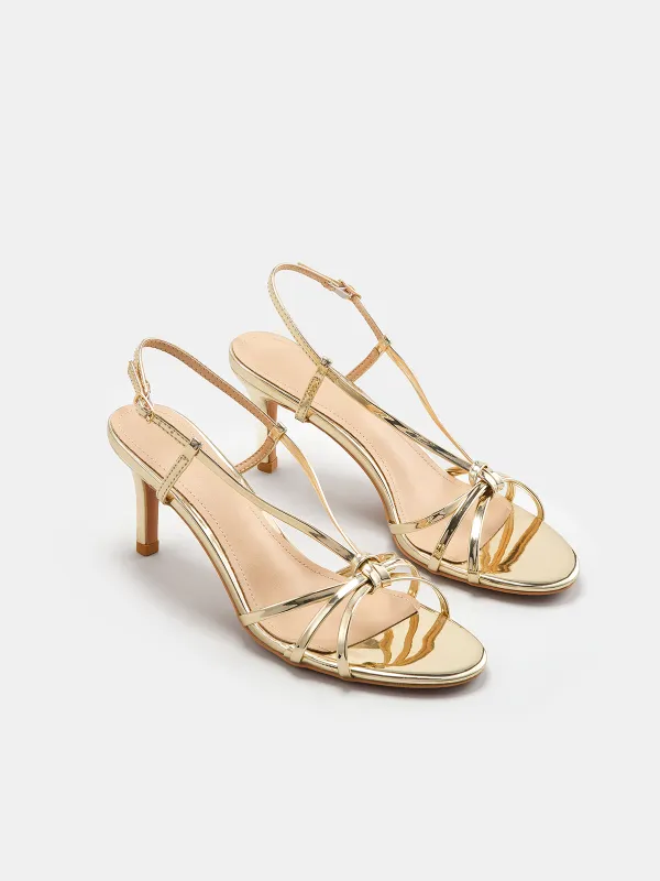 Knotted Stiletto Slingback Sandals made by COMMENSE