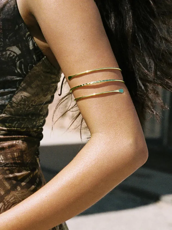 Spiral Hammered Upper Arm Cuff made by COMMENSE