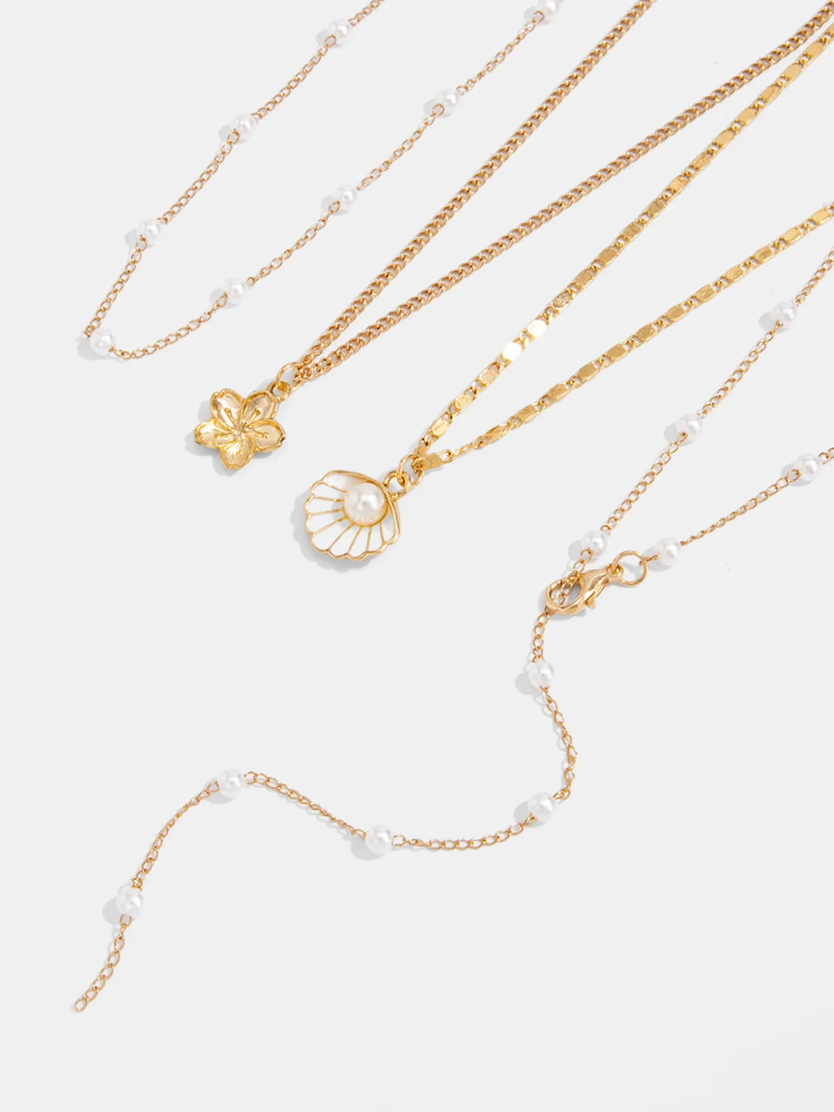 Layered Pearl Flower Shell Necklace sold by COMMENSE product image thumbnail 3