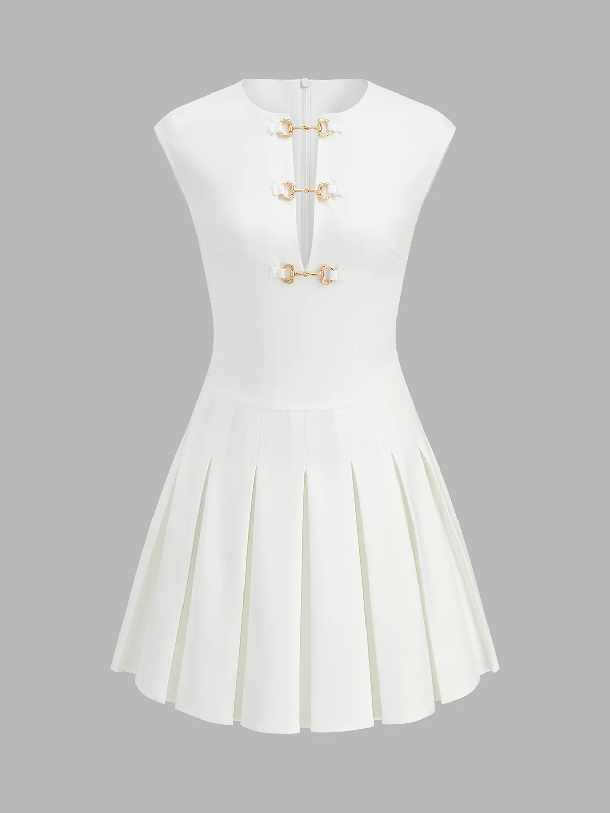 Sleeveless Horsebit Pleated Mini Dress sold by COMMENSE product image thumbnail 2