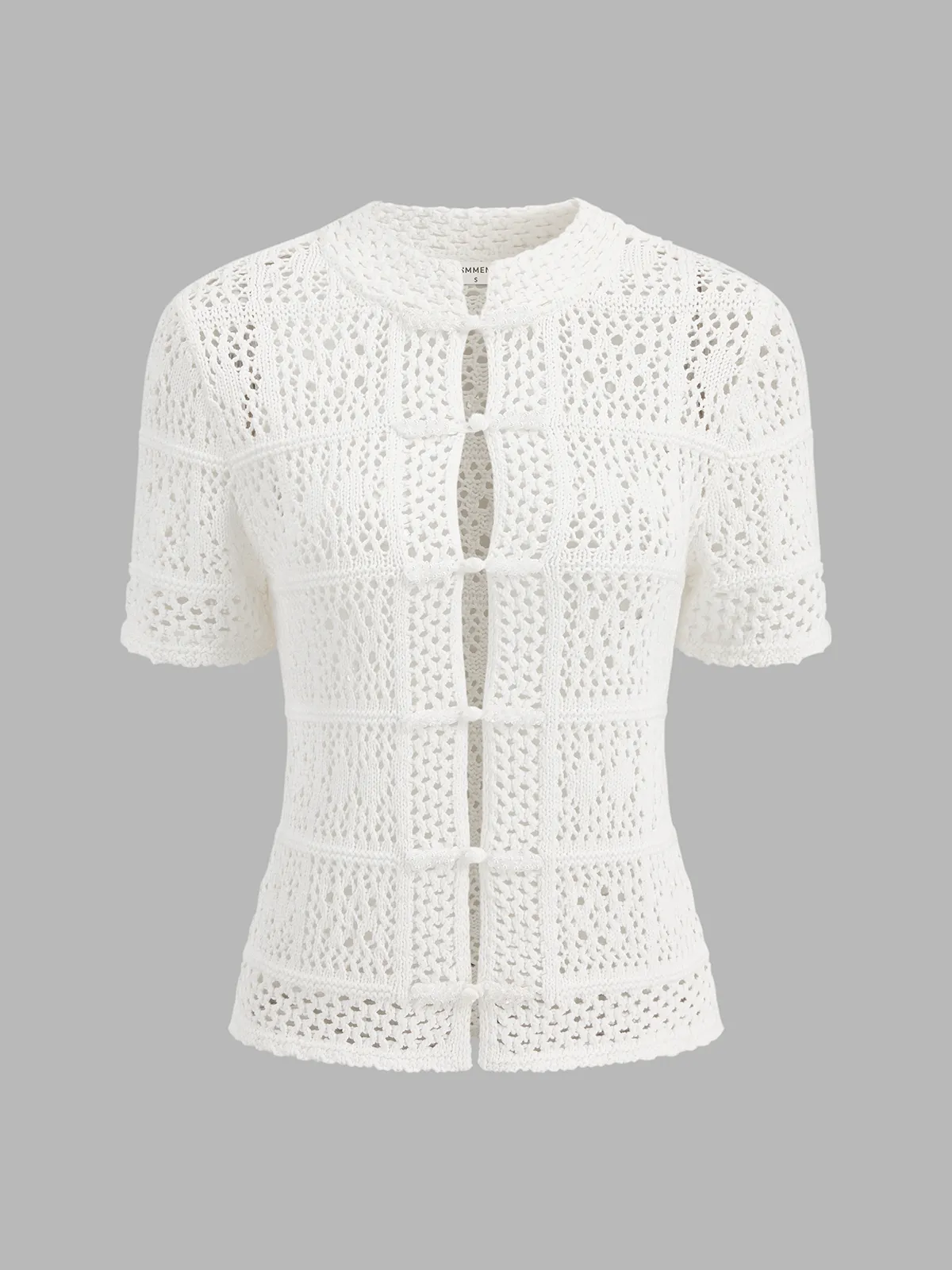 Frog Button Crochet Knit Short Sleeve Top sold by COMMENSE product image thumbnail 2