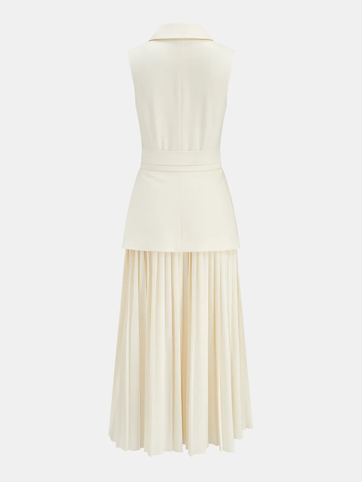 Sleeveless Belted Pleated Blazer Dress sold by COMMENSE product image thumbnail 3