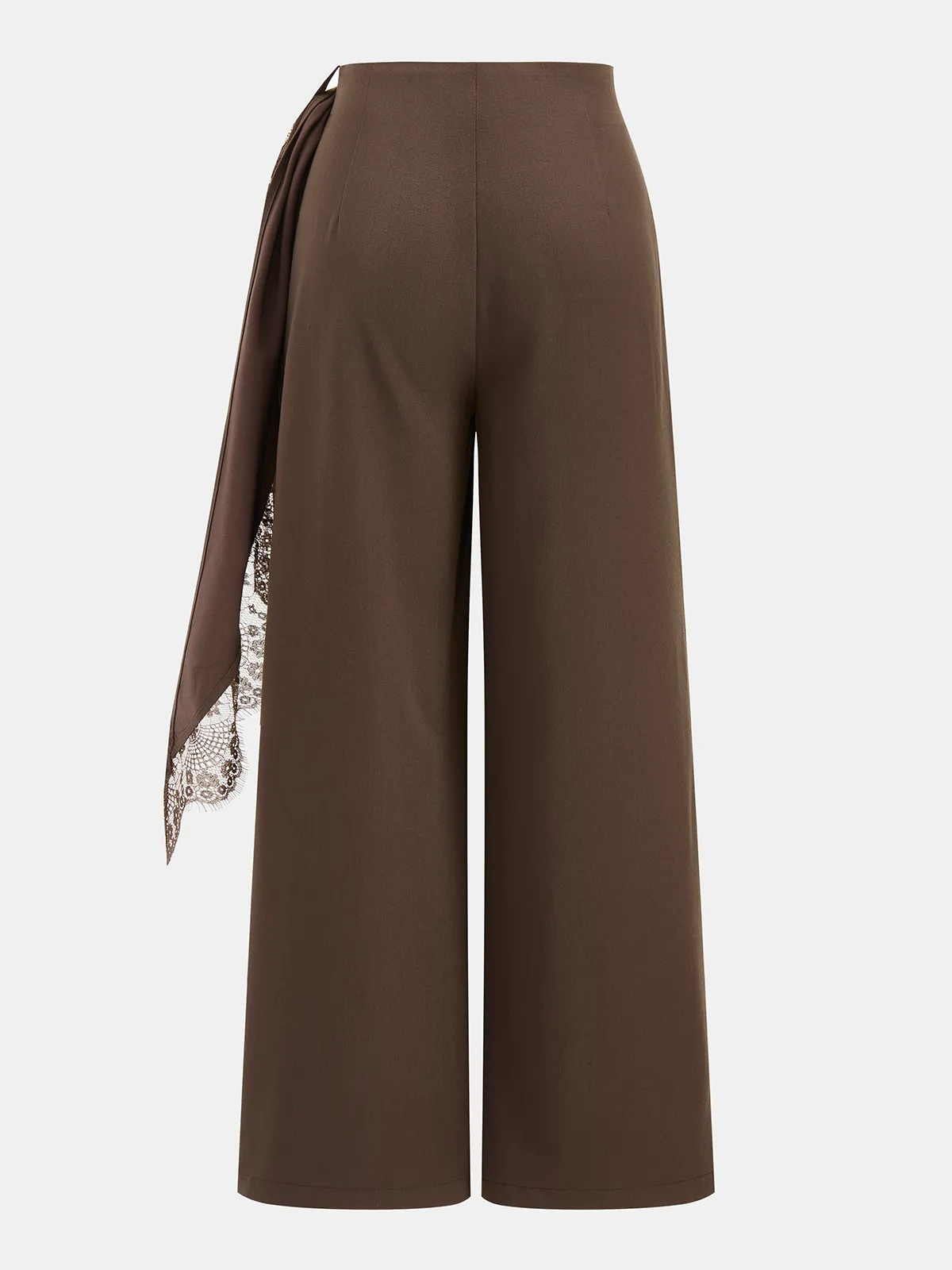 Draped Lace Trim Wide Leg Pants sold by COMMENSE product image thumbnail 2