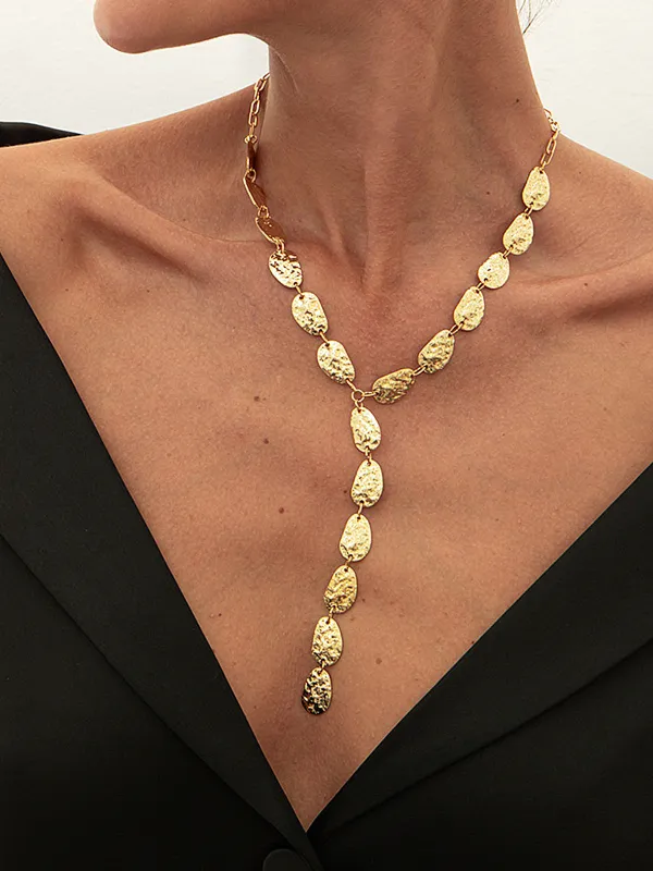 Hammered Irregular Lariat Necklace made by COMMENSE