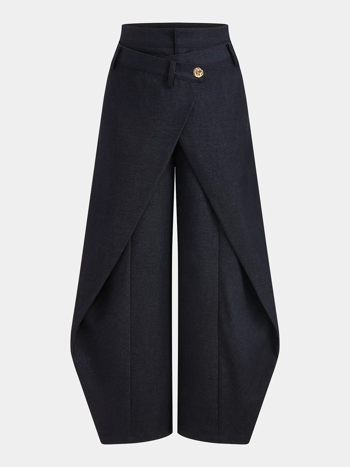 Asymmetric Wrap Wide Leg Pants sold by COMMENSE