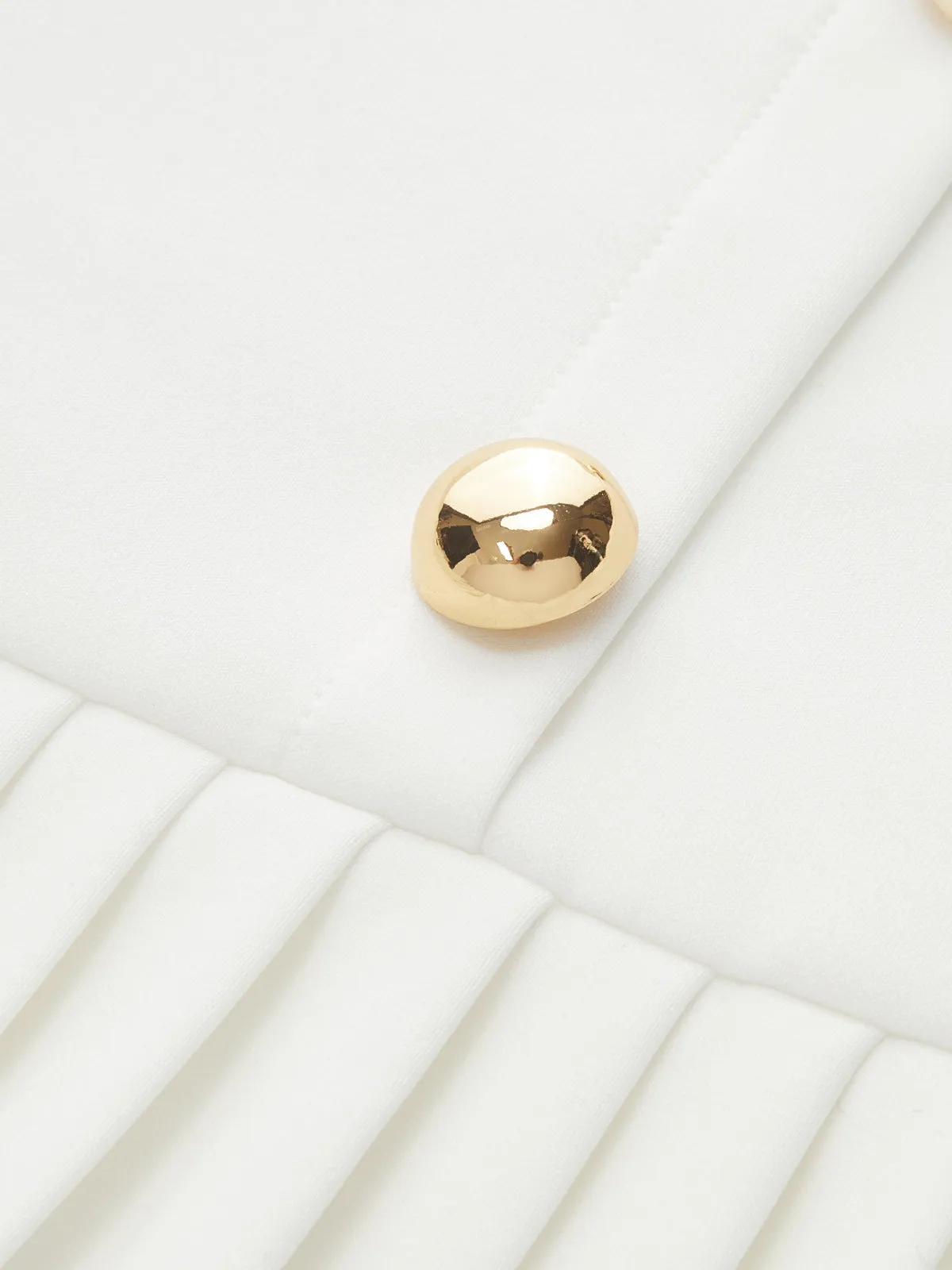 Metal Detail Sleeveless Pleated Mini Dress sold by COMMENSE product image thumbnail 5