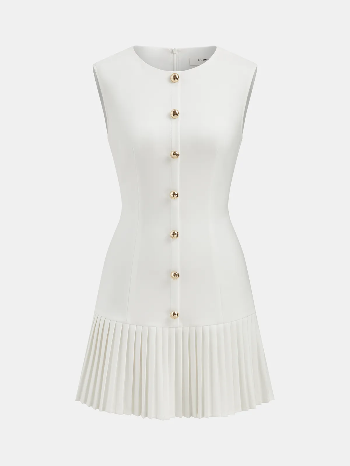 Metal Detail Sleeveless Pleated Mini Dress sold by COMMENSE product image thumbnail 2