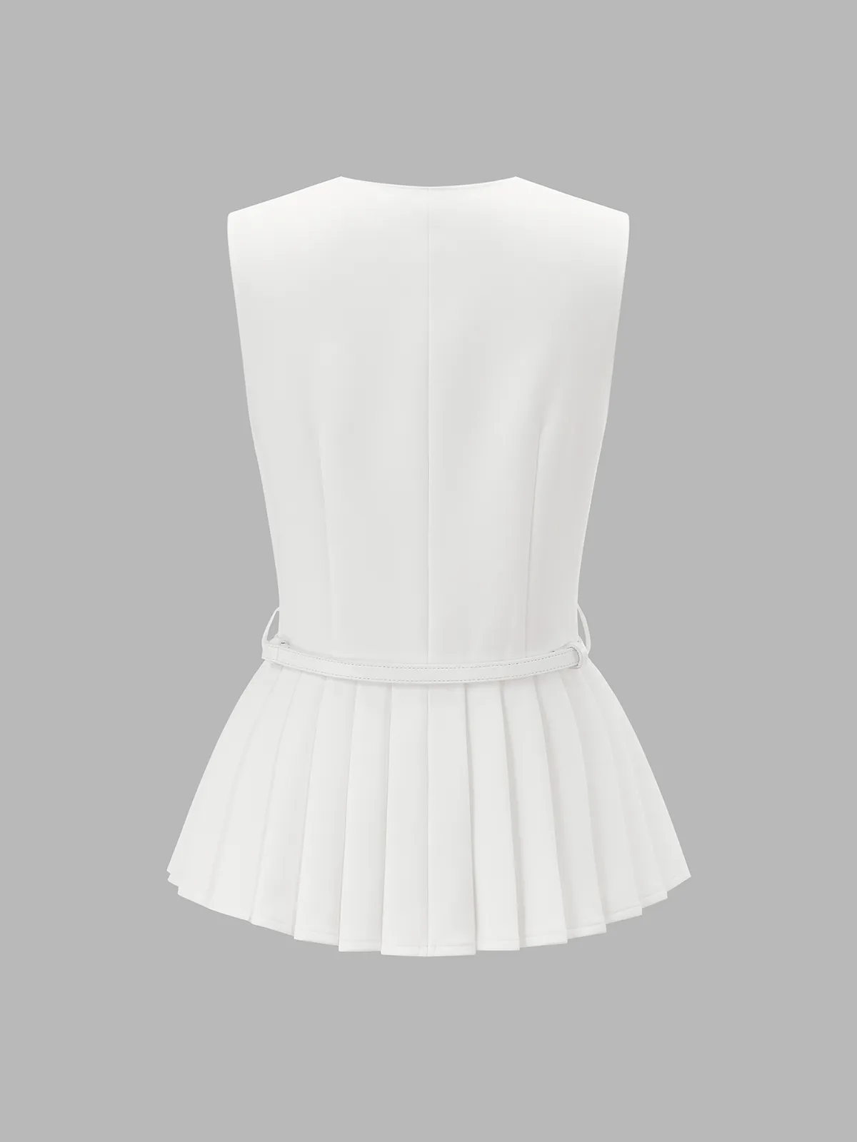 Belted Sleeveless Pleated Peplum Top sold by COMMENSE product image thumbnail 3