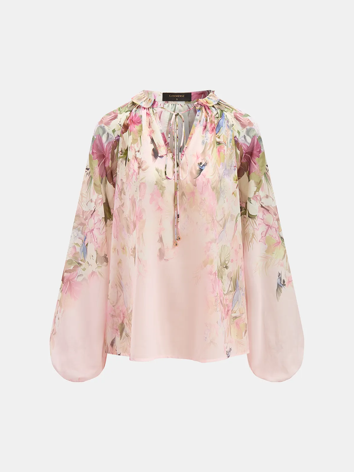 Floral Print Blouse & Belted Shorts Set sold by COMMENSE product image thumbnail 2