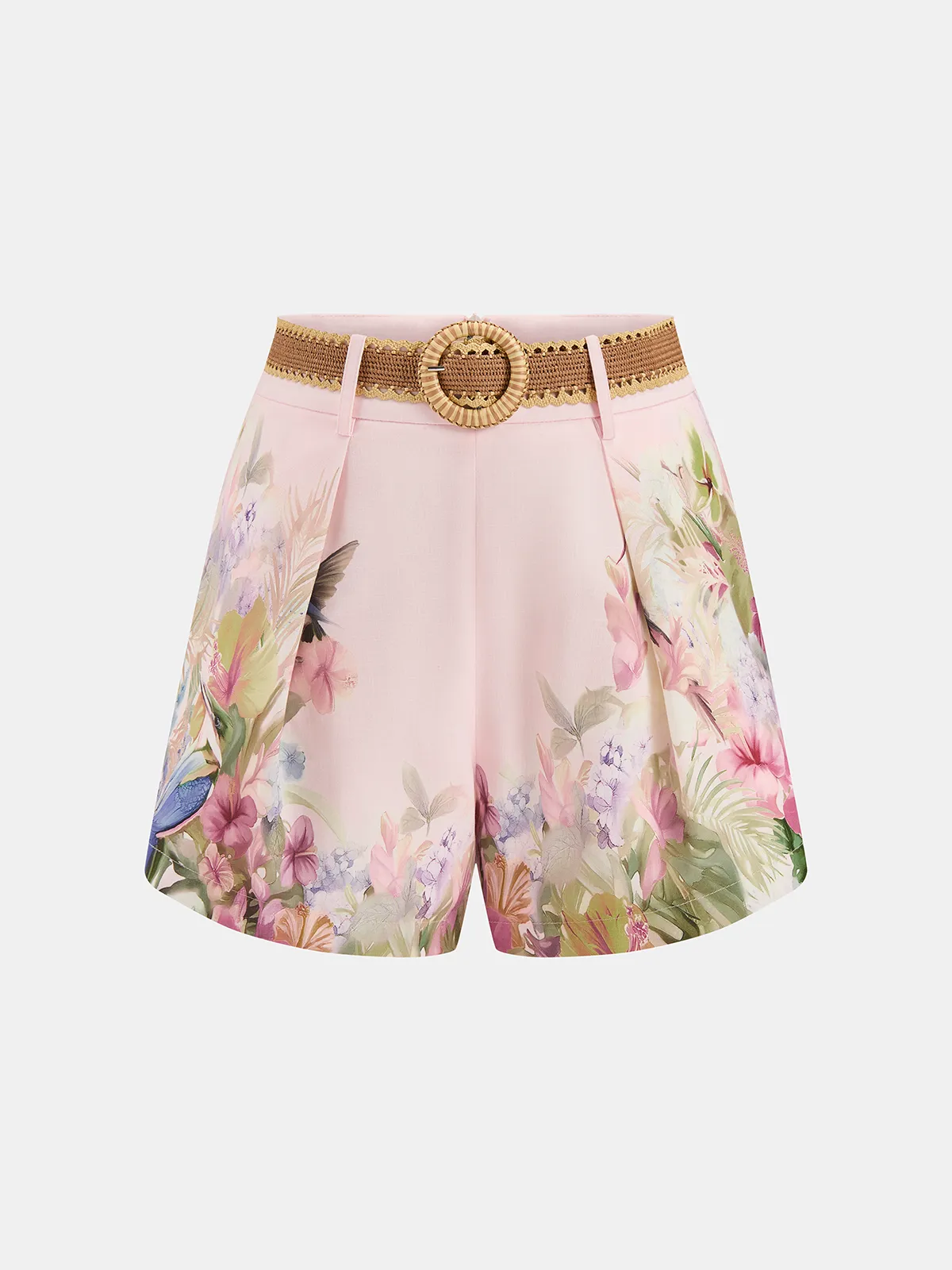 Floral Print Blouse & Belted Shorts Set sold by COMMENSE product image thumbnail 4