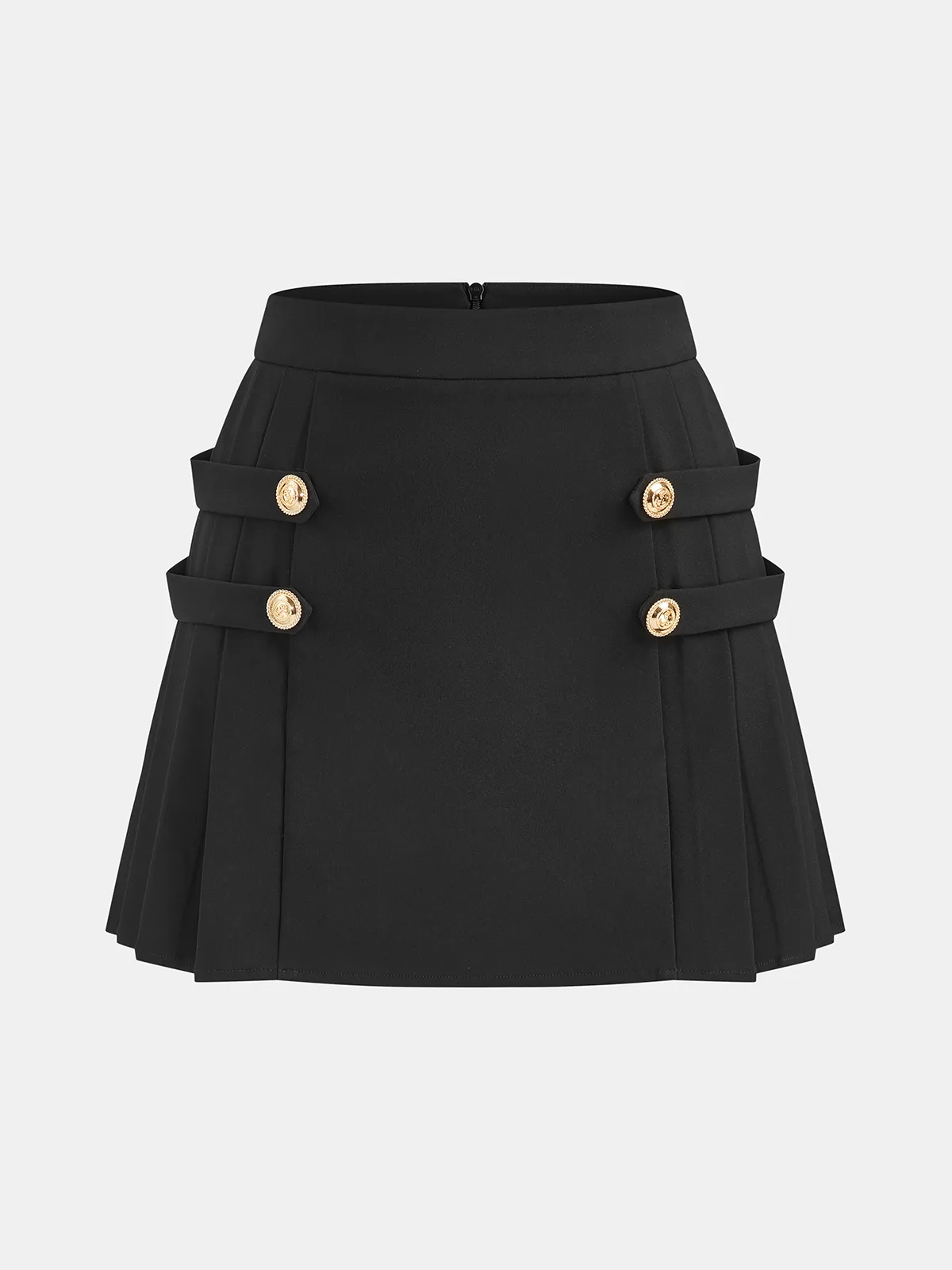 Metal Detail Pleated Mini Skirt sold by COMMENSE