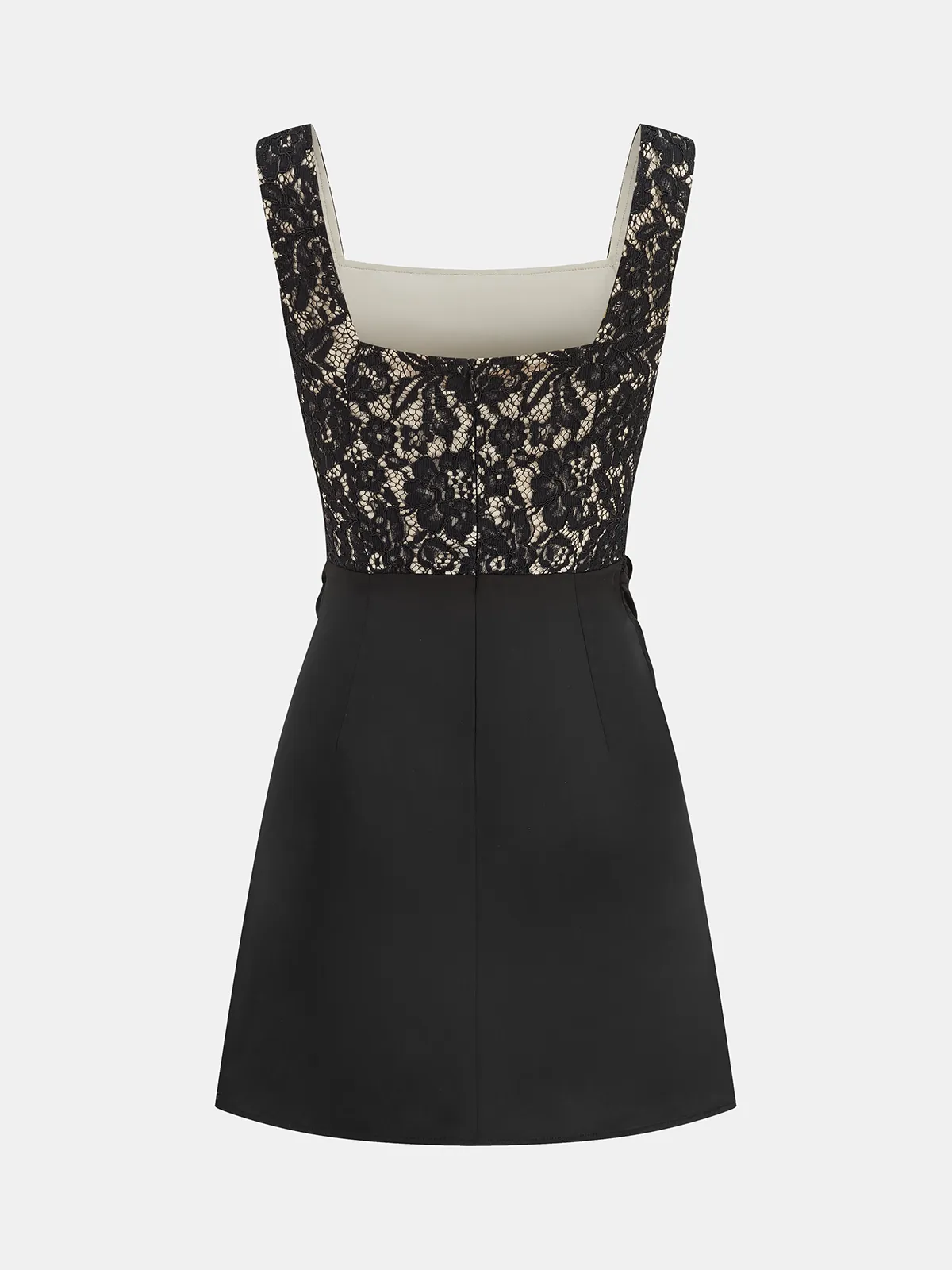 Lace Square Neck Ruched Mini Dress sold by COMMENSE product image thumbnail 2