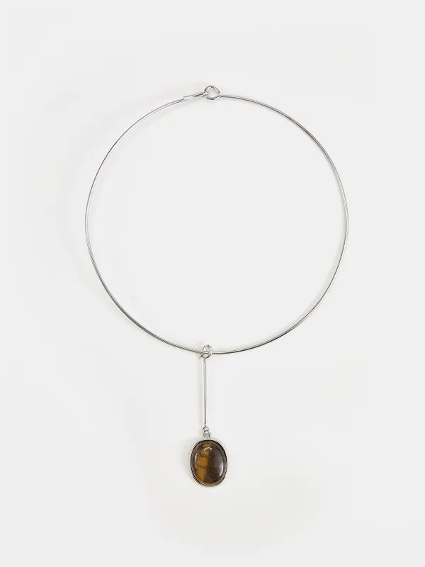 Tiger Eye Pendant Choker Necklace made by COMMENSE