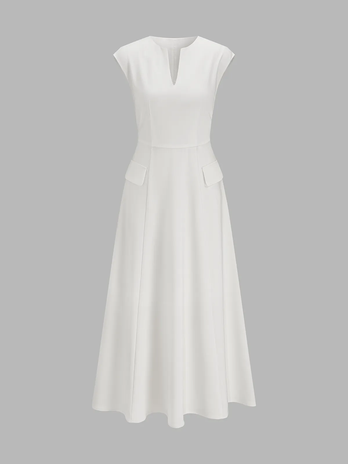 V Neck Cap Sleeve Midi Dress sold by COMMENSE product image thumbnail 2