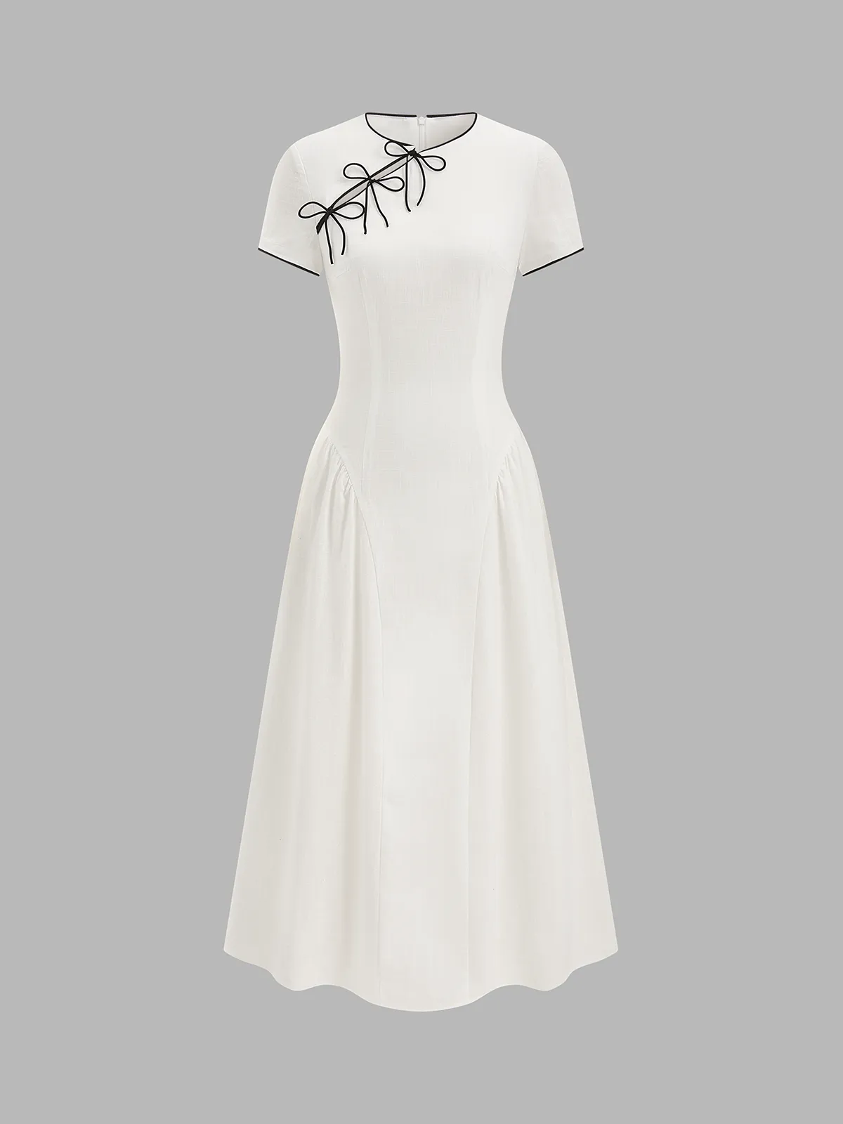 Bow Detail Cotton Cheongsam Midi Dress sold by COMMENSE product image thumbnail 2