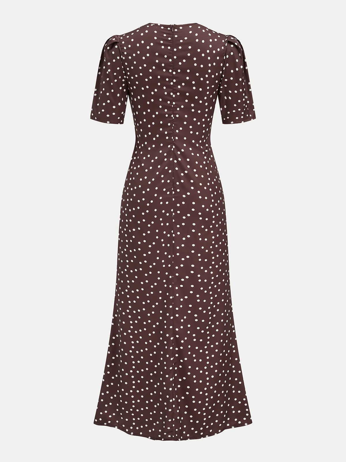 Lace Panel Polka Dot Short Sleeve Maxi Dress sold by COMMENSE product image thumbnail 3