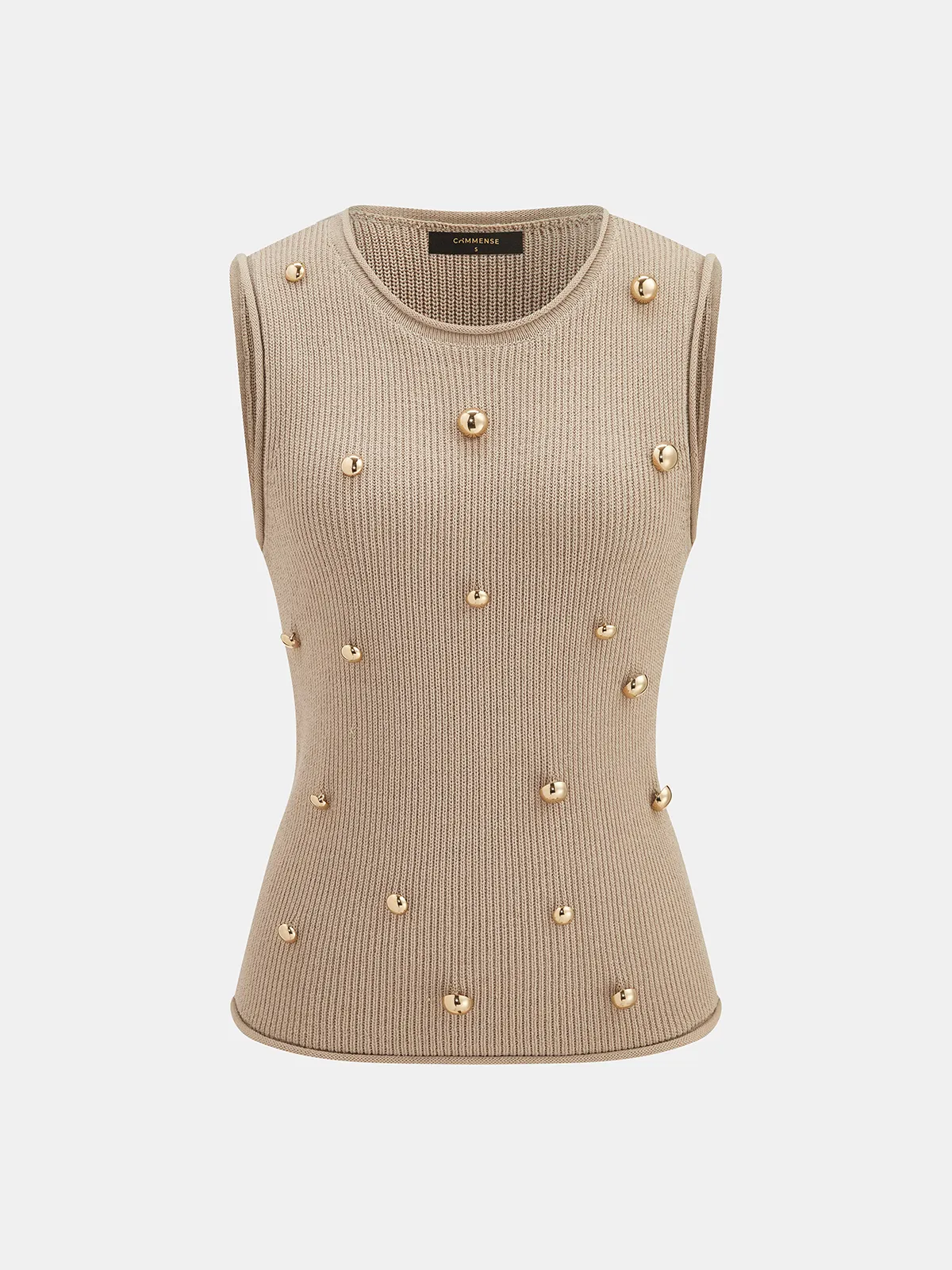 Metal Stud Embellished Knit Vest sold by COMMENSE product image thumbnail 2