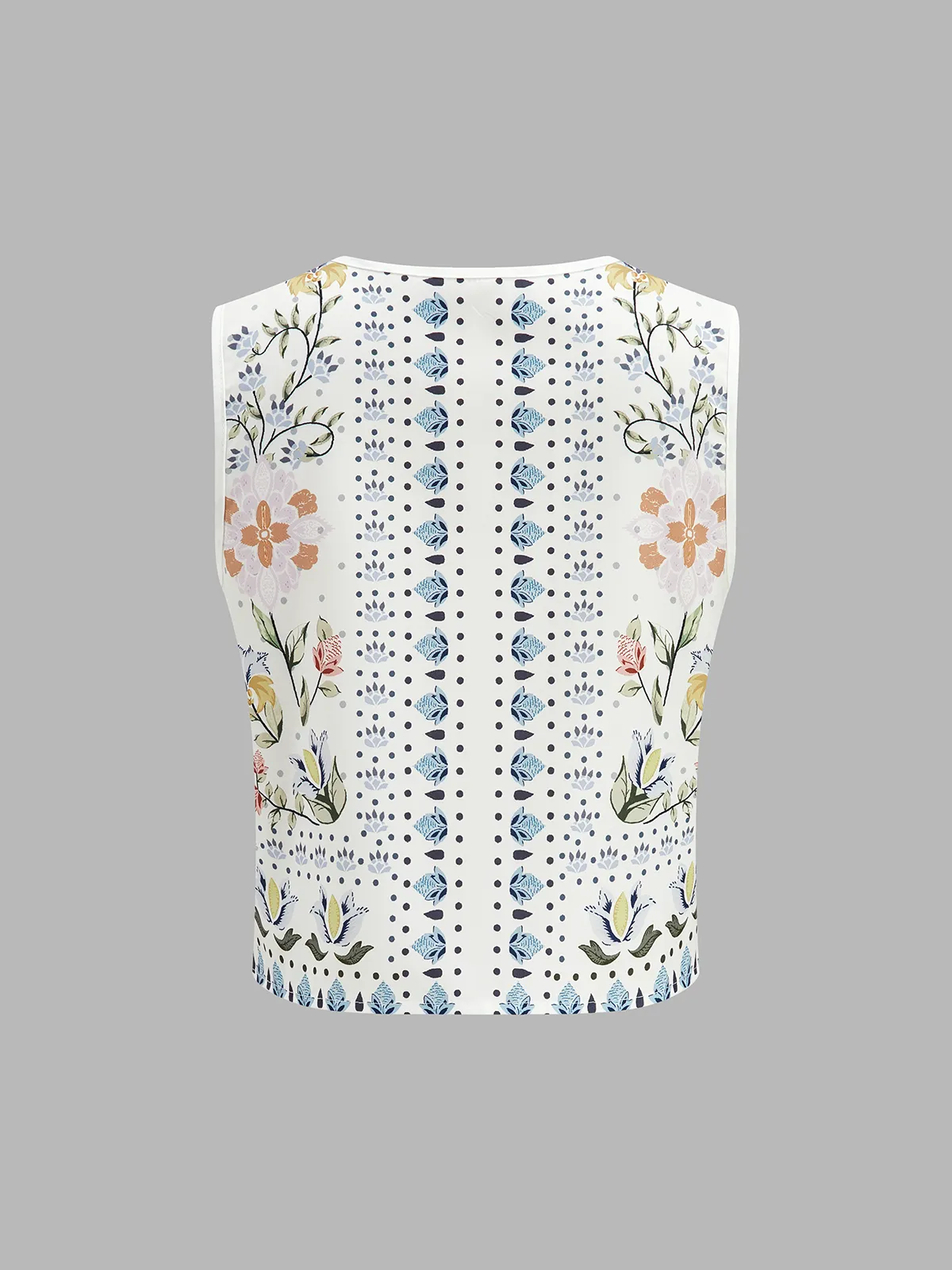 Floral Print Sleeveless Tie Front Top & Pants Set sold by COMMENSE product image thumbnail 3