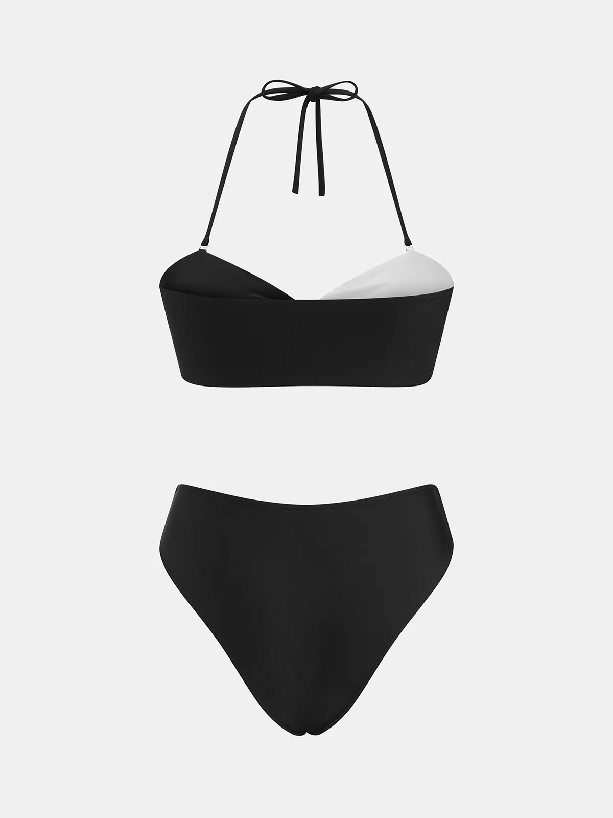 Two-Tone Twist Front Halter Bikini Set sold by COMMENSE product image thumbnail 2