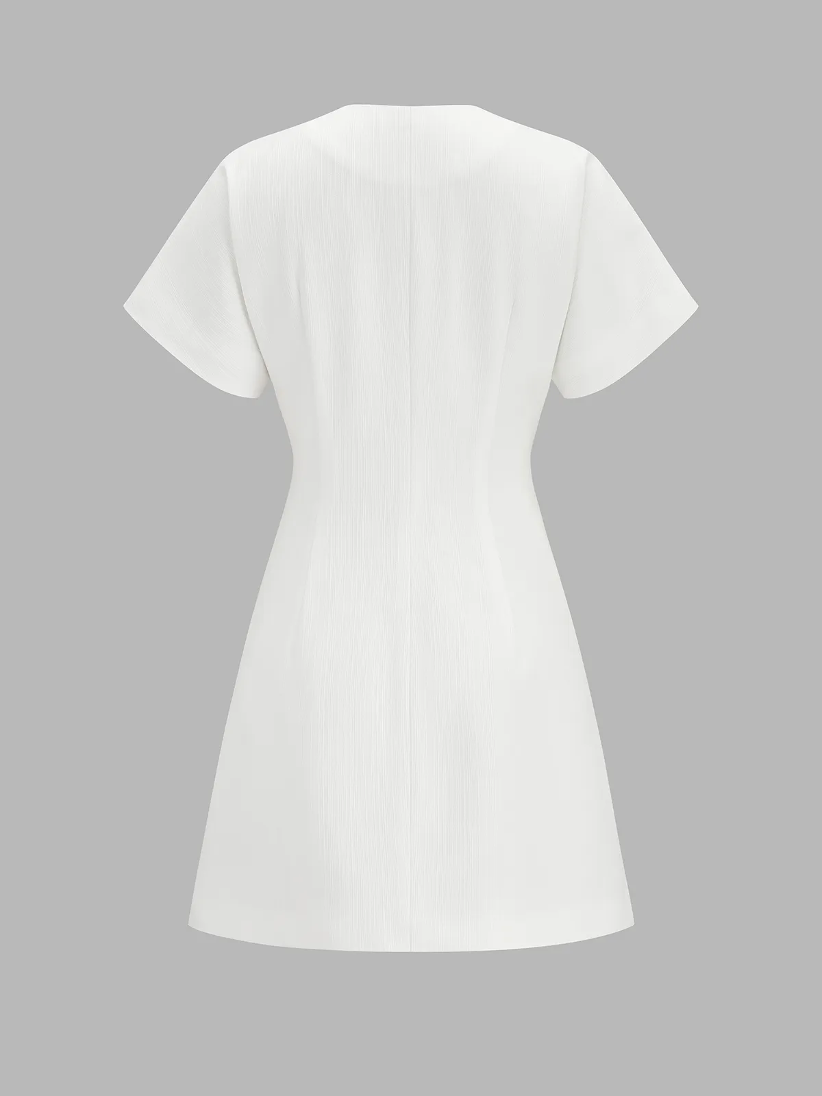 V Neck Short Sleeve Metal Button Mini Dress sold by COMMENSE product image thumbnail 2