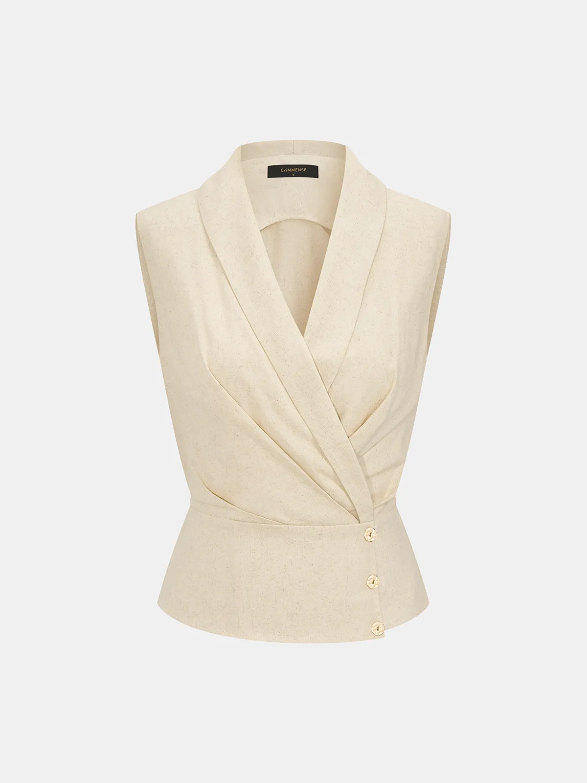Linen Blend Wrap Vest Top sold by COMMENSE