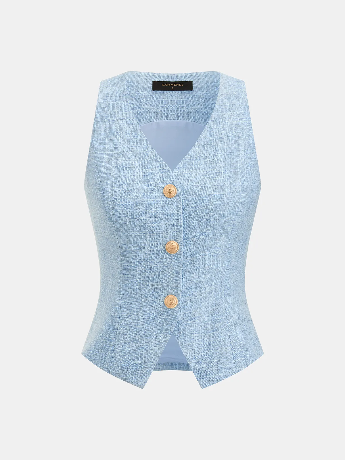 Textured Metal Button Vest & Shorts Set sold by COMMENSE product image thumbnail 2