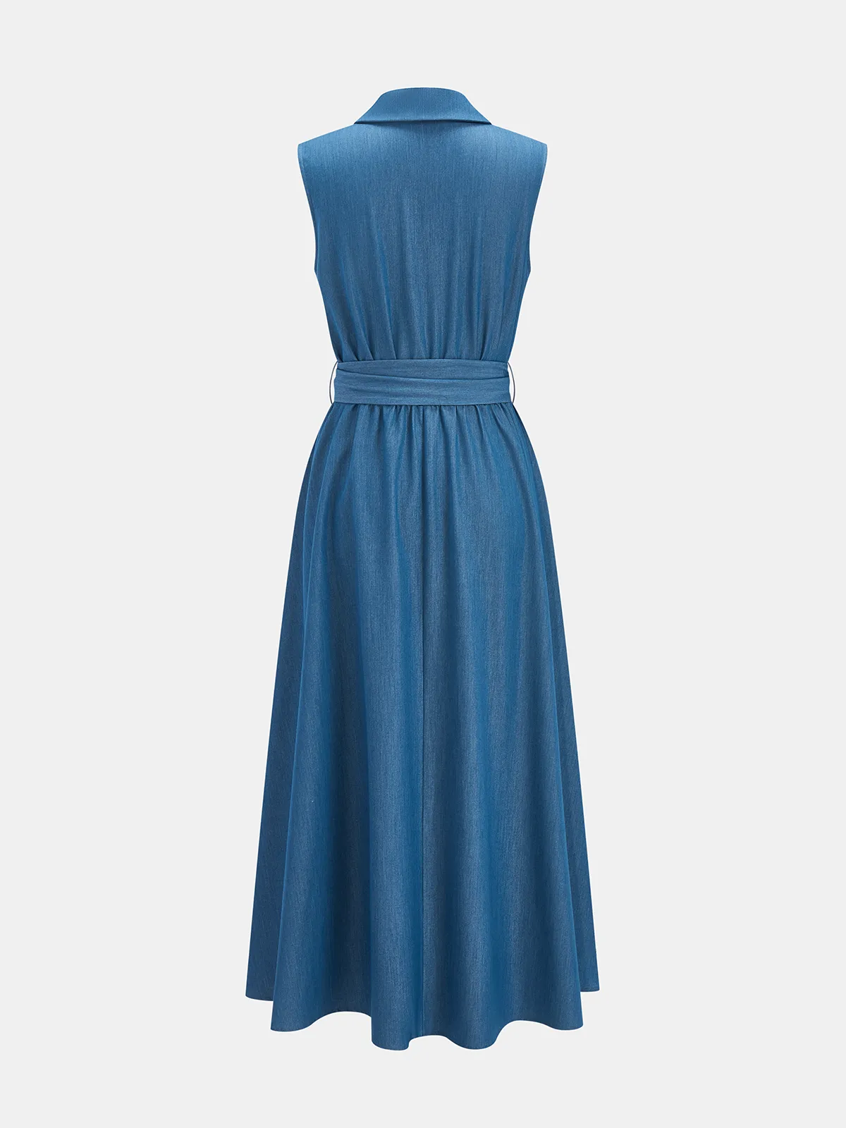 Sleeveless Collared Tie Waist Maxi Dress sold by COMMENSE product image thumbnail 2
